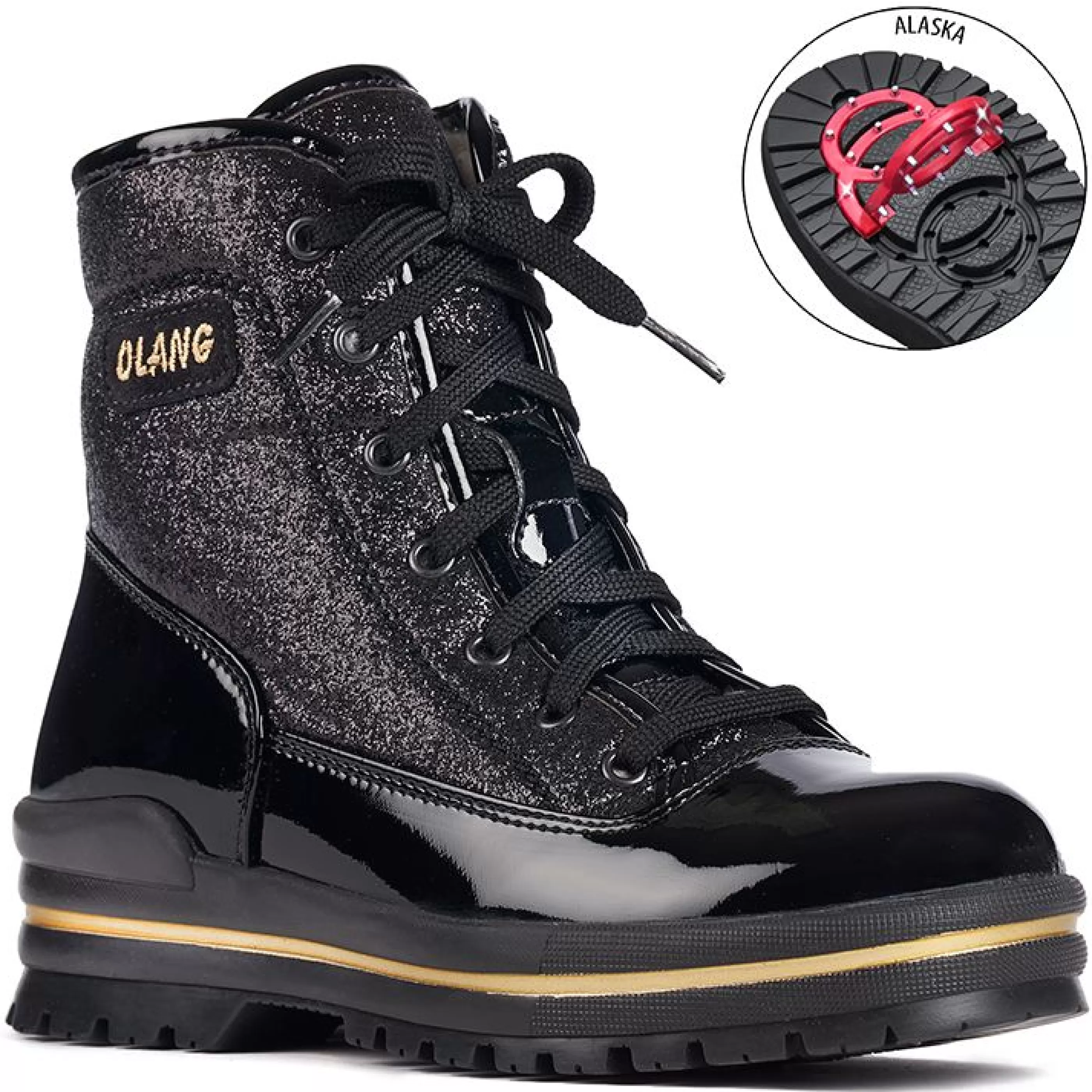 Best Pop Black Glitter Lace-Up Winter Boot Women Boot