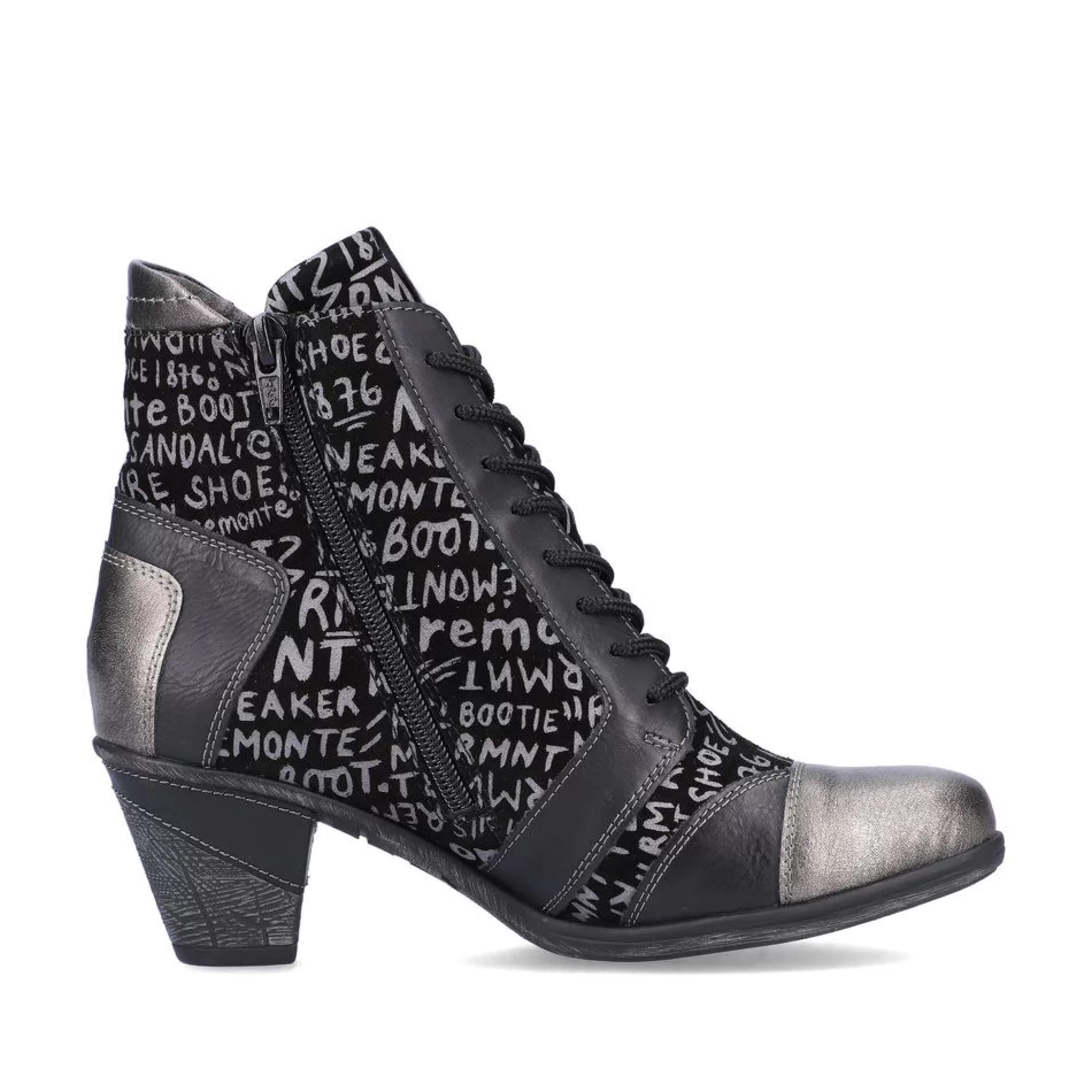 Cheap Posen Black Print Lace-Up Ankle Boot Women Dress Casual