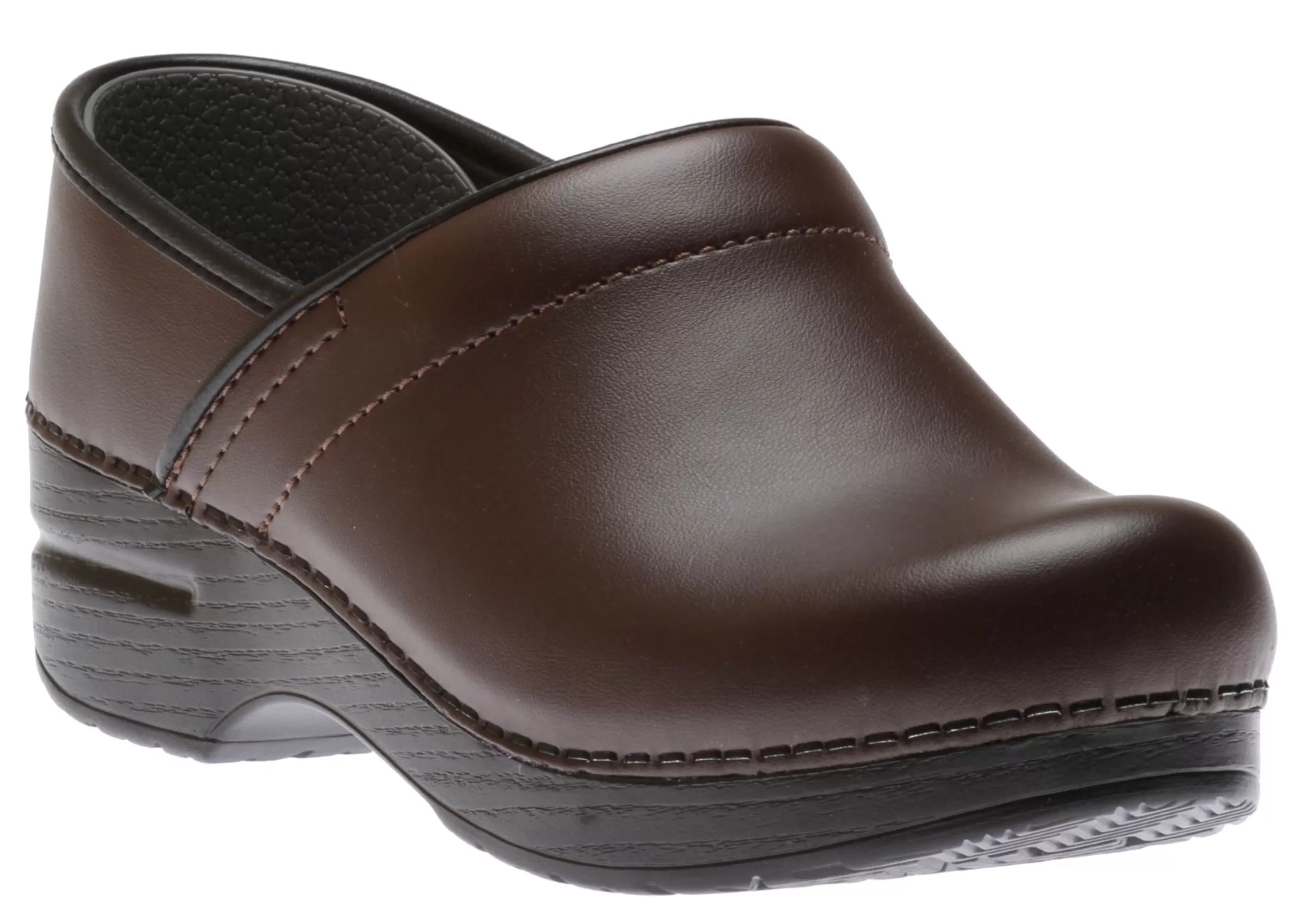 Clearance Professional Chocolate Brown Leather Clog Women Clog