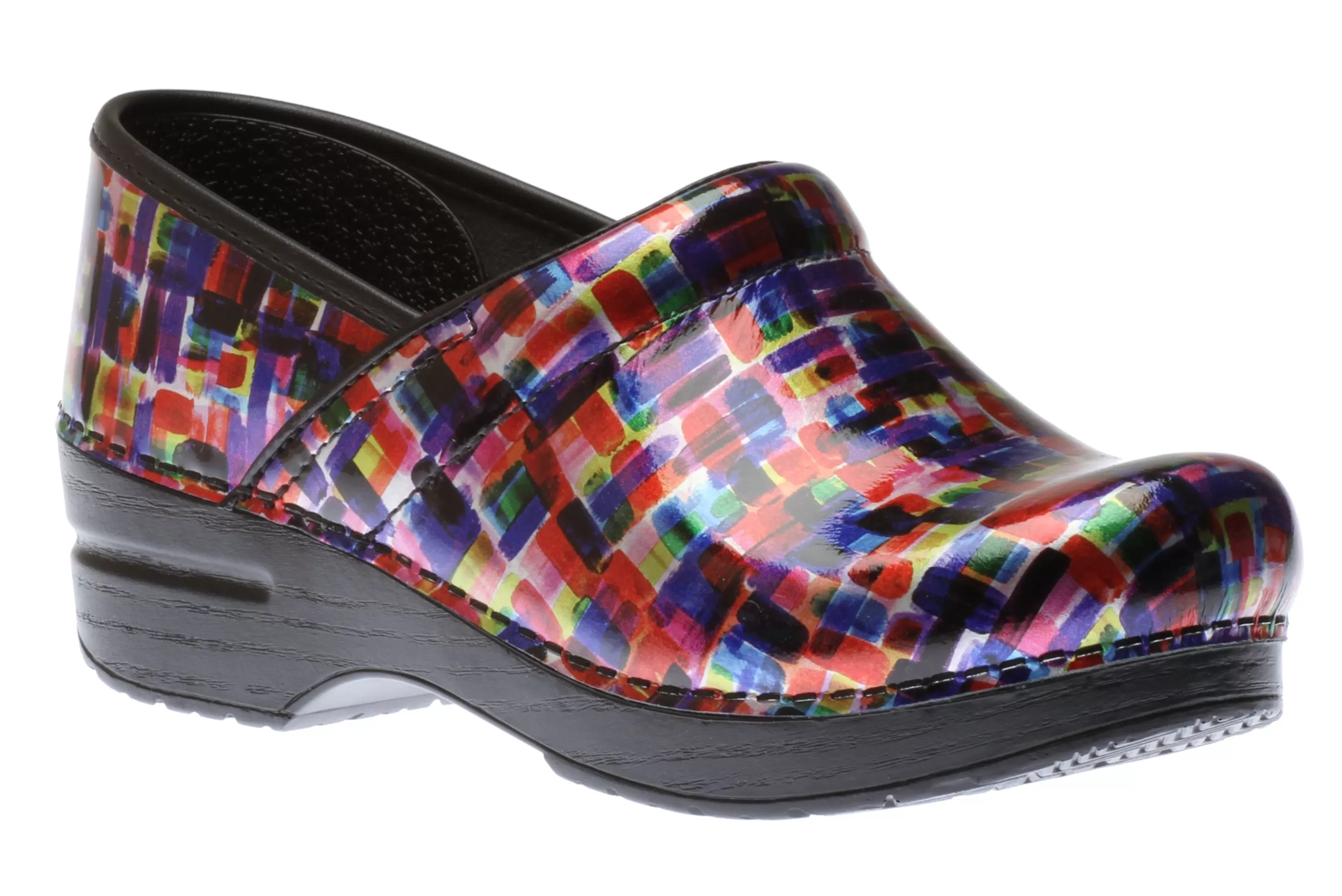 Outlet Professional Colour Block Patent Clog Women Clog