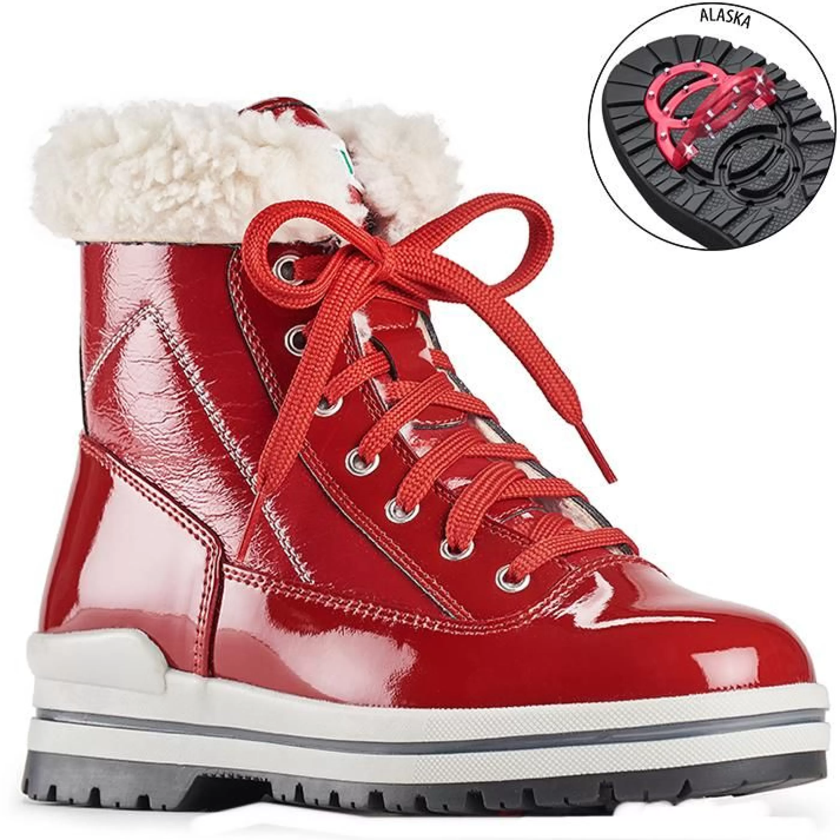 Outlet Rimini Lace-Up Red Patent Winter Ankle Boot Women Boot