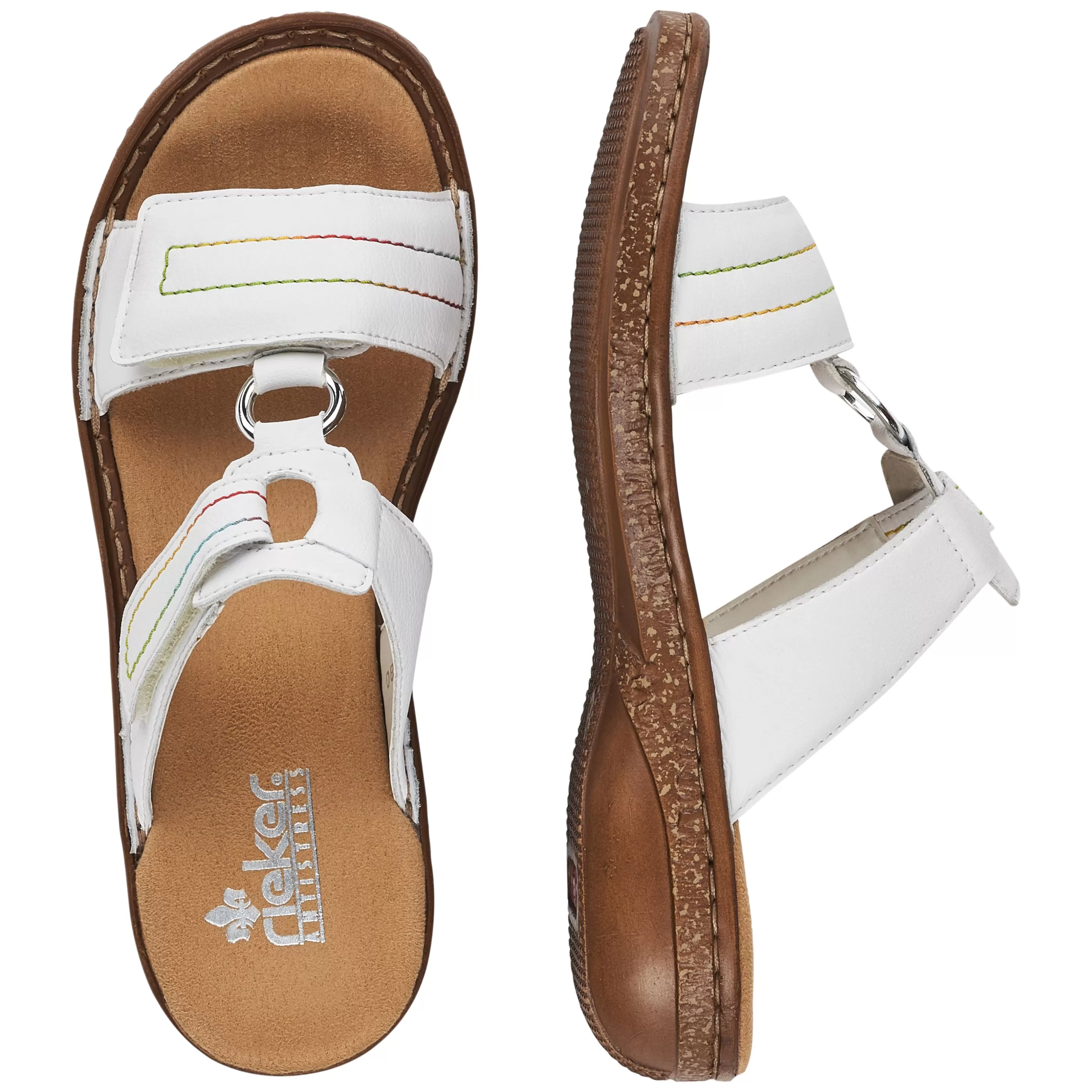 Best Sale Rock White Multicolour Stitch Slide Sandal Women Slide