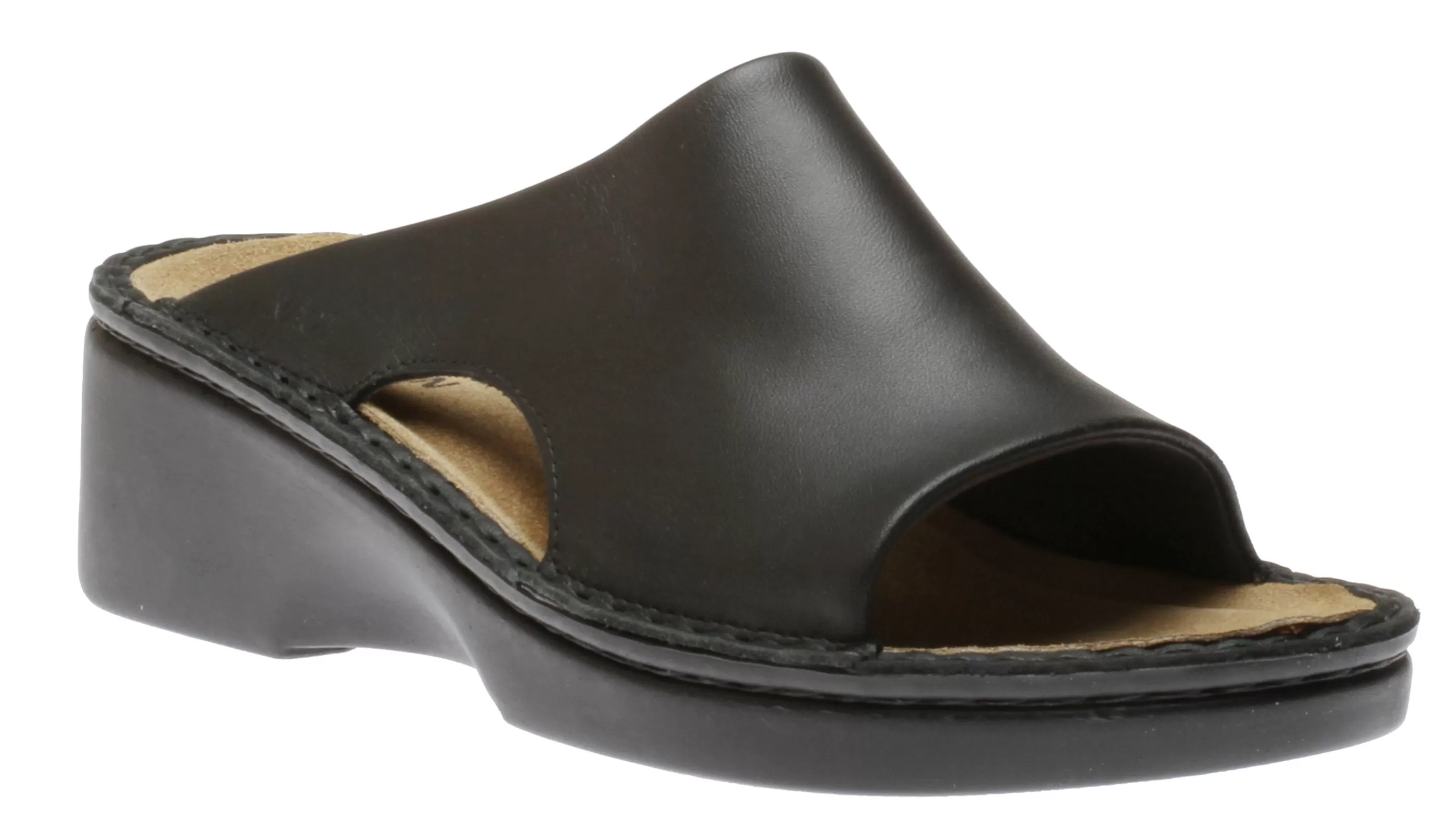 Cheap Rome Black Leather Slide Sandal Women Slide