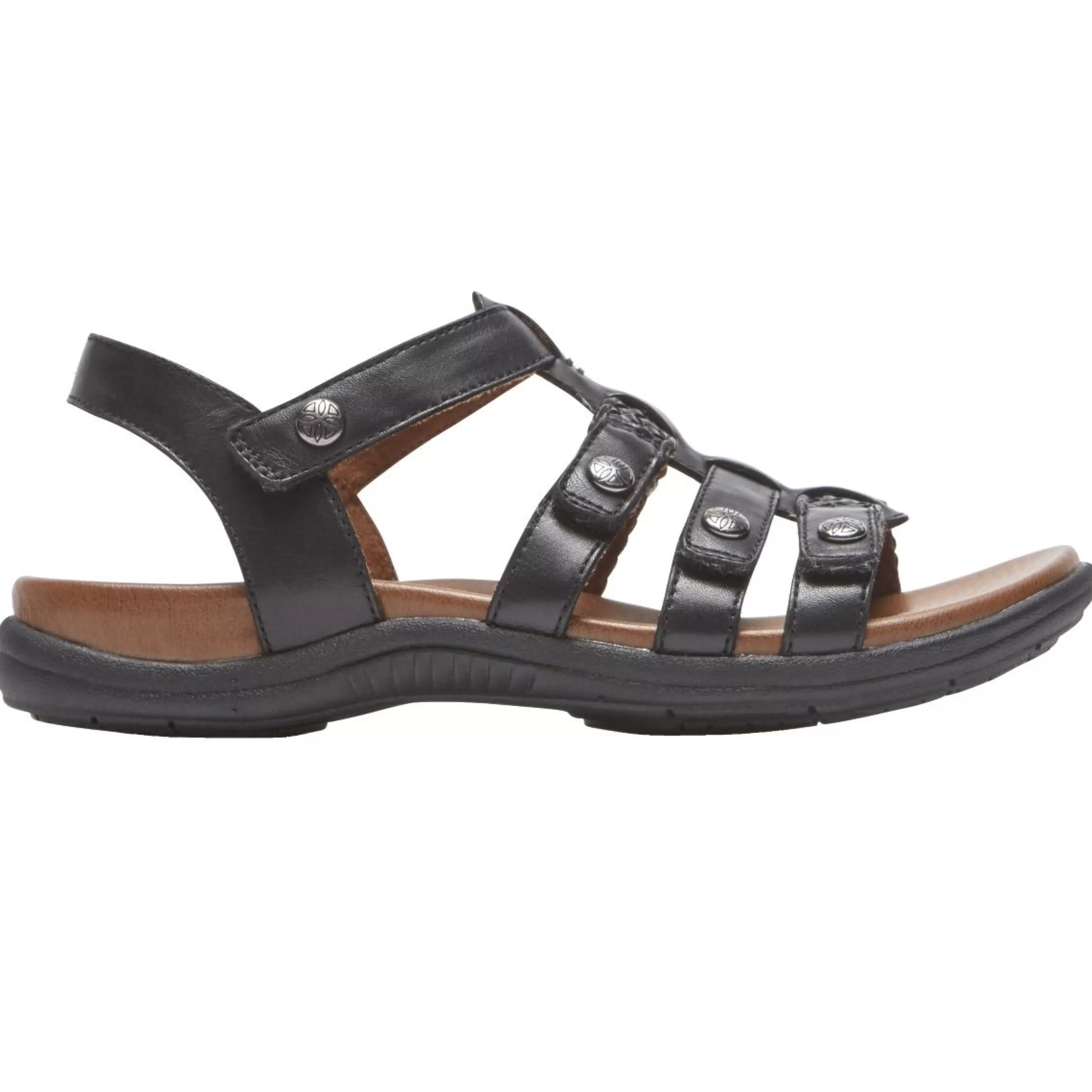 Clearance Rubey Black Leather T-Strap Sandal Women Sandal