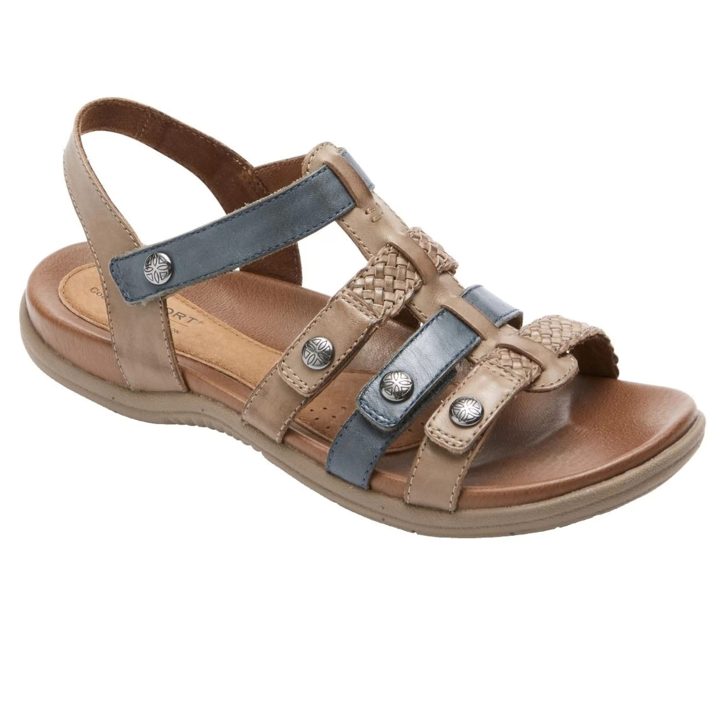 Best Sale Rubey Khaki / Navy T-Strap Sandal Women Sandal