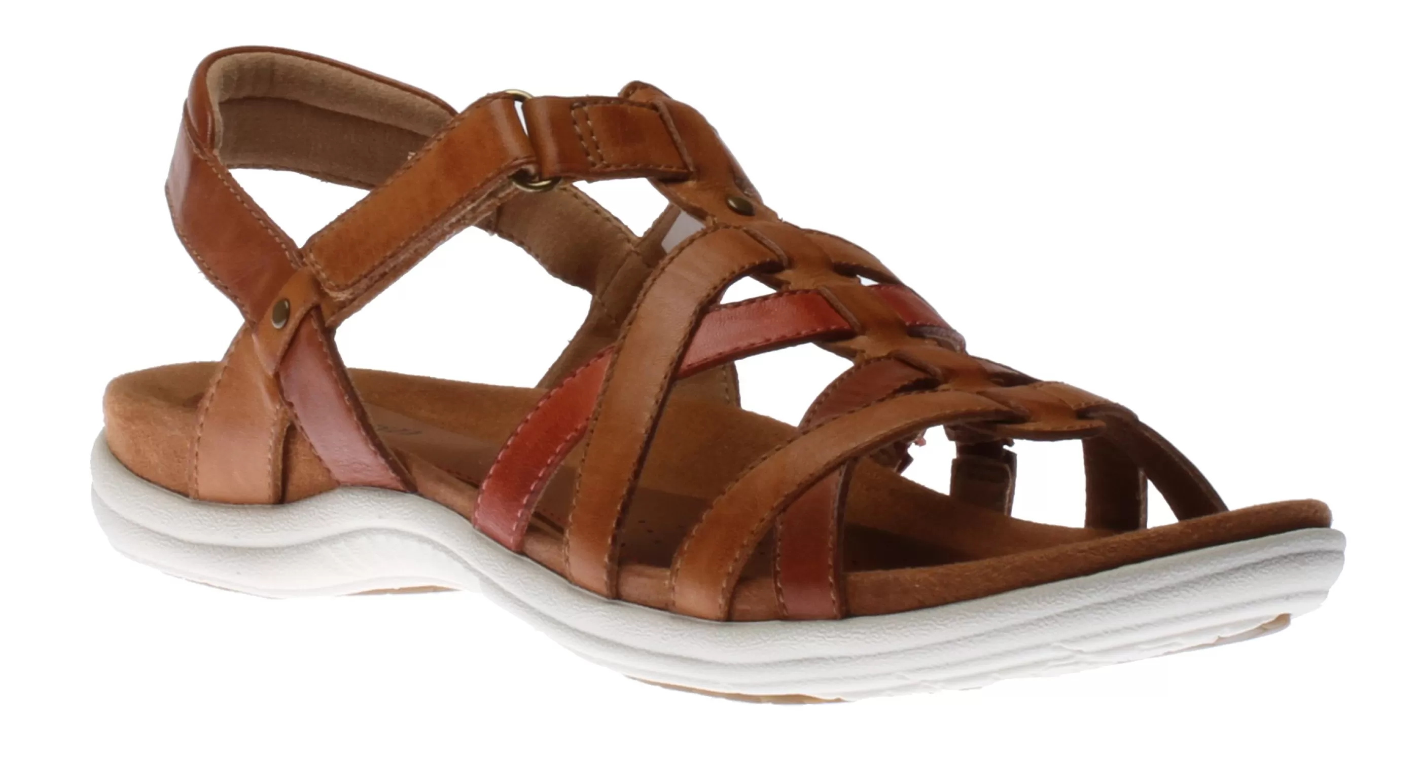 Cheap Rubey Woven Tan Brown Leather Sandal Women Sandal