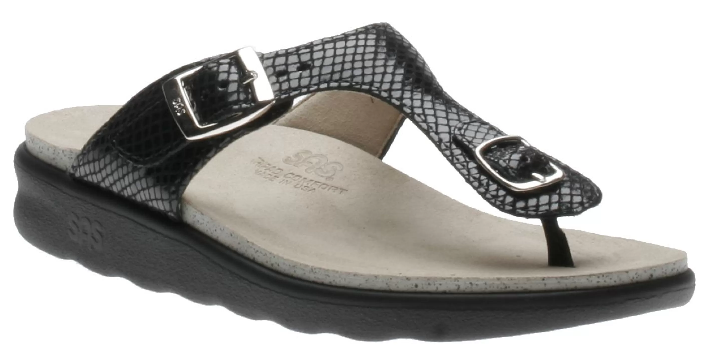 Cheap Sanibel Black Snake Thong Sandal Women Toe Thong