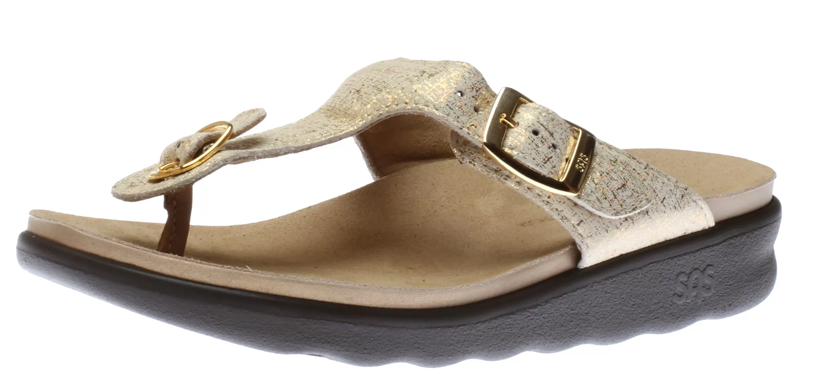 Fashion Sanibel Shiny Gold Thong Sandal Women Toe Thong