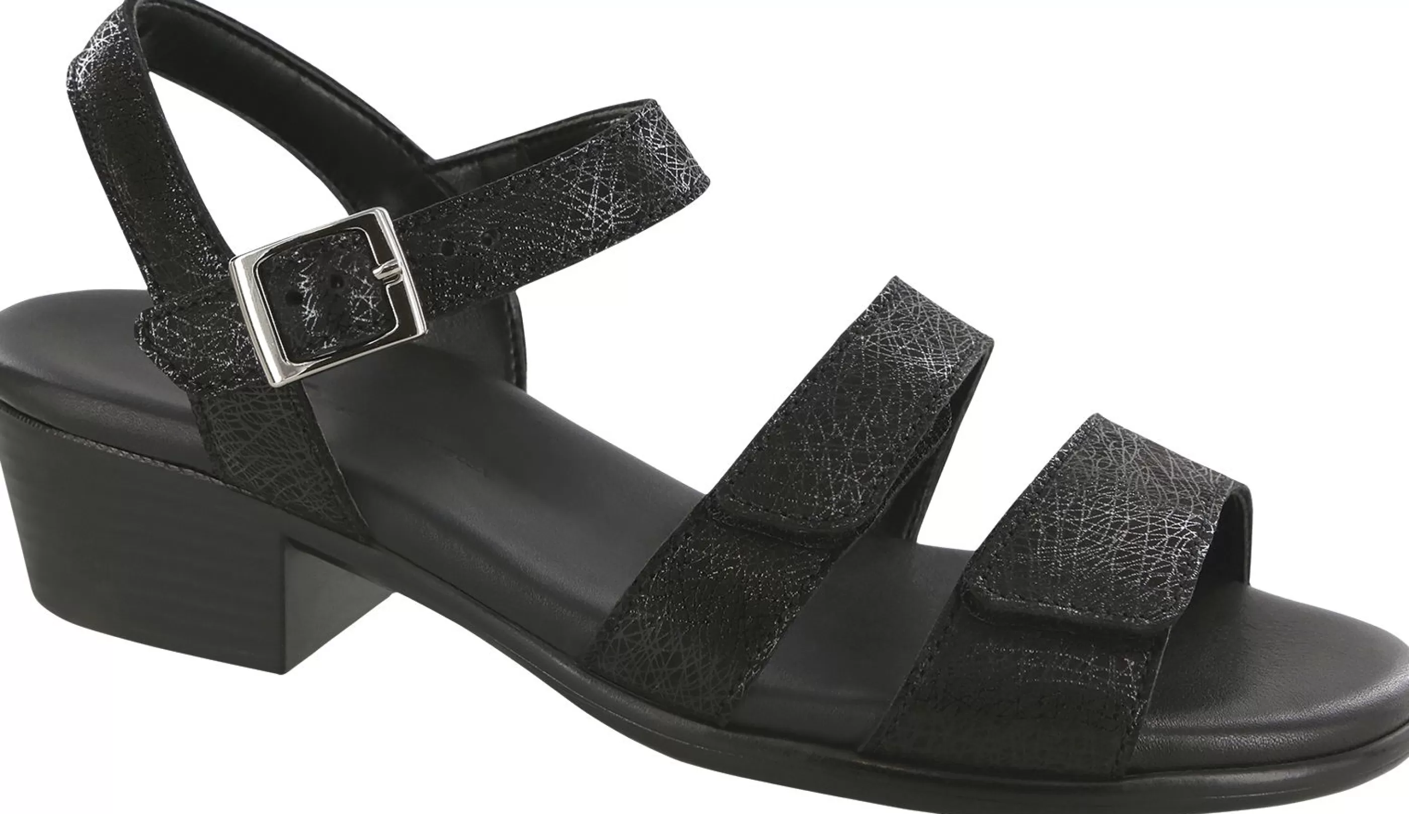 Discount Savannah Black Leather Heel Strap Sandal Women Sandal