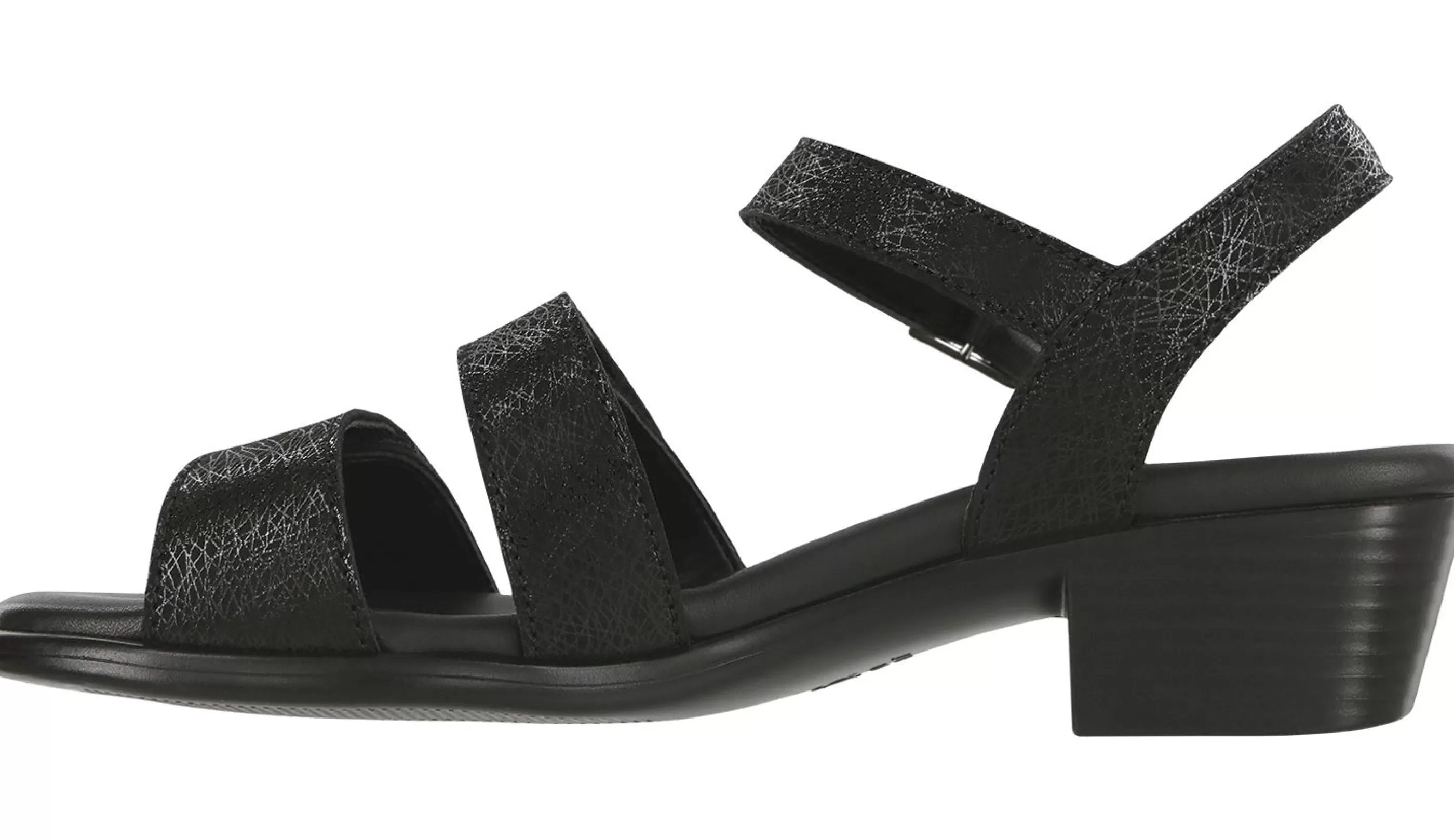 Discount Savannah Black Leather Heel Strap Sandal Women Sandal