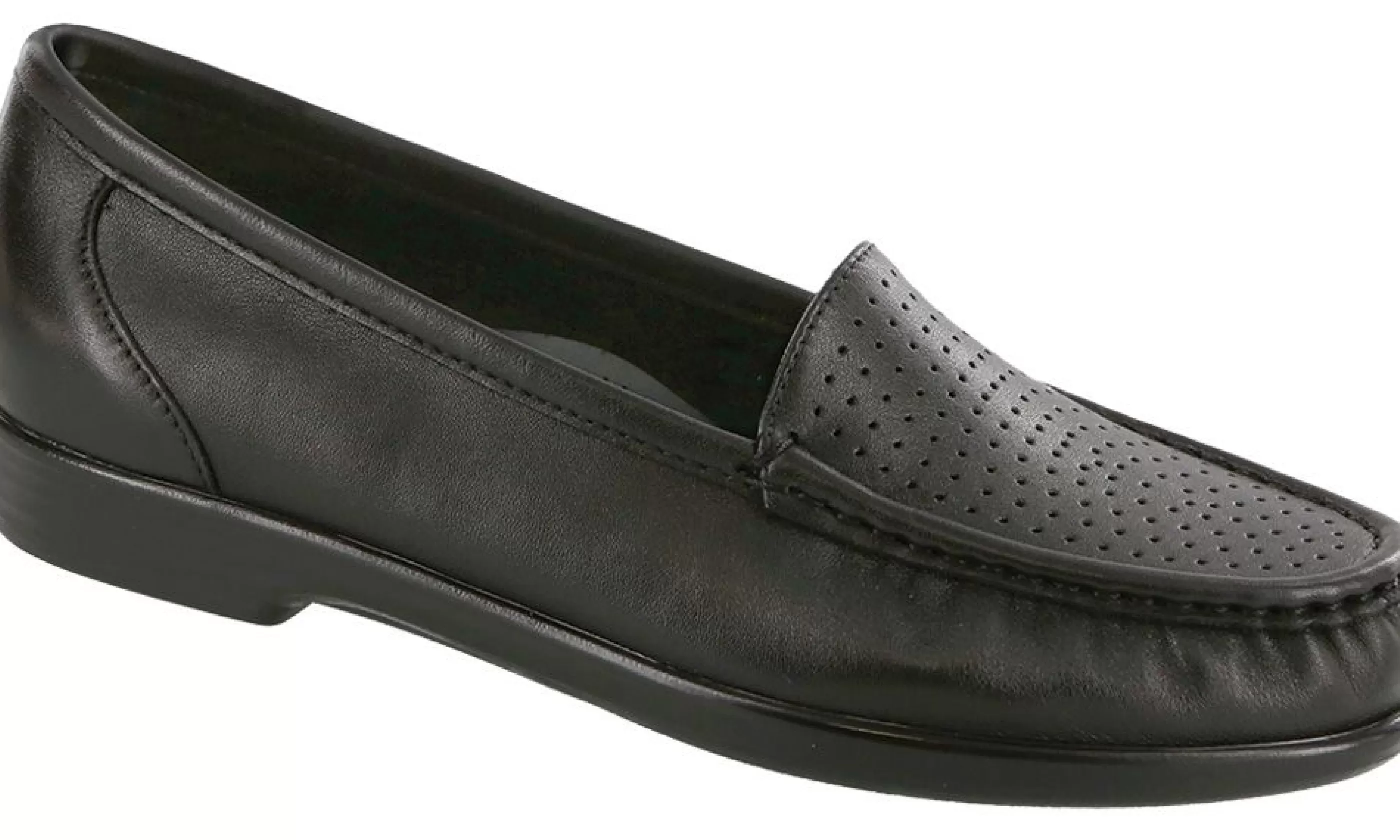 Hot Savvy Black Leather Slip-On Loafer Women Casual