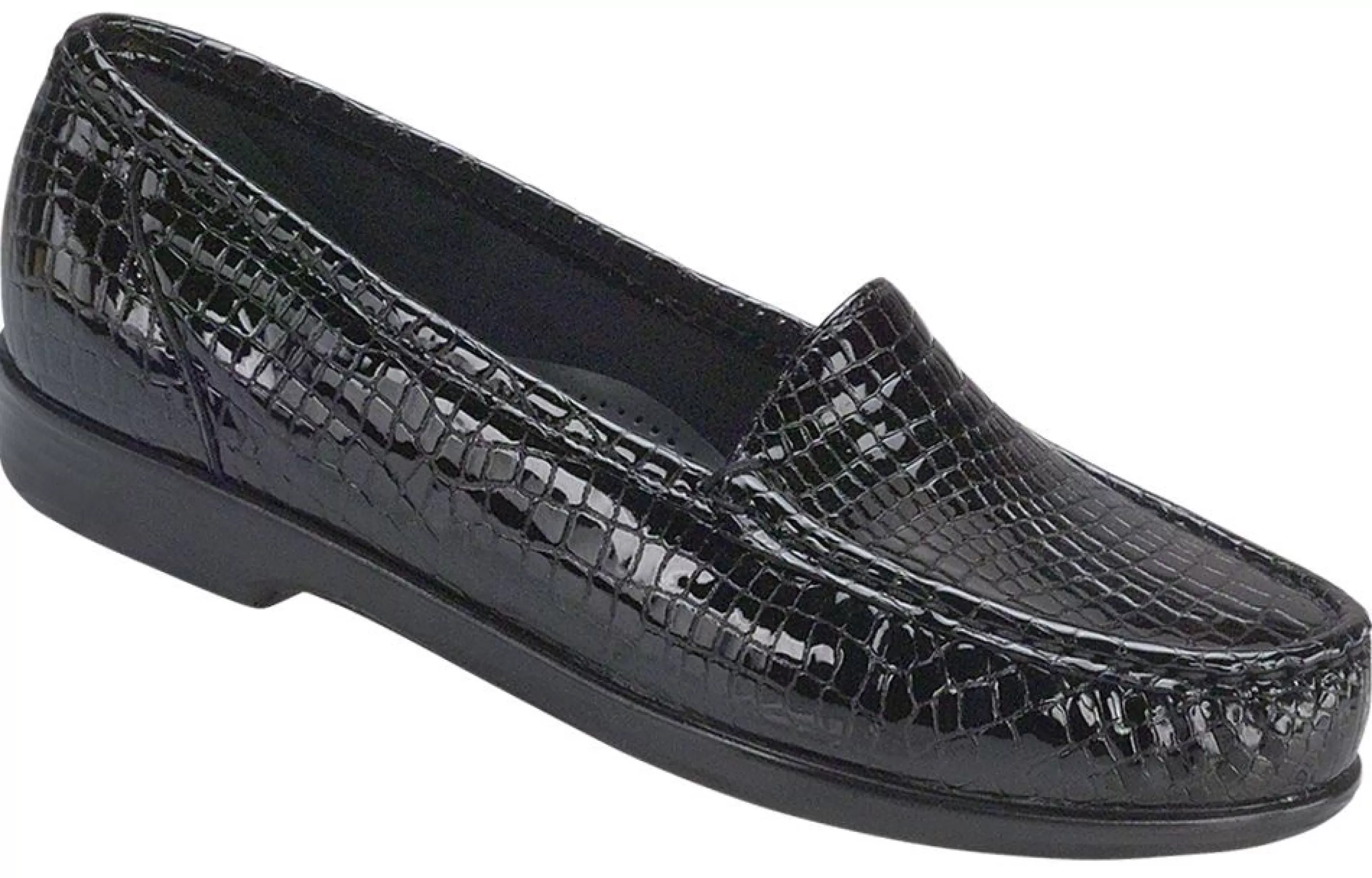 Best Sale Simplify Black Croc Slip On Loafer Women Casual