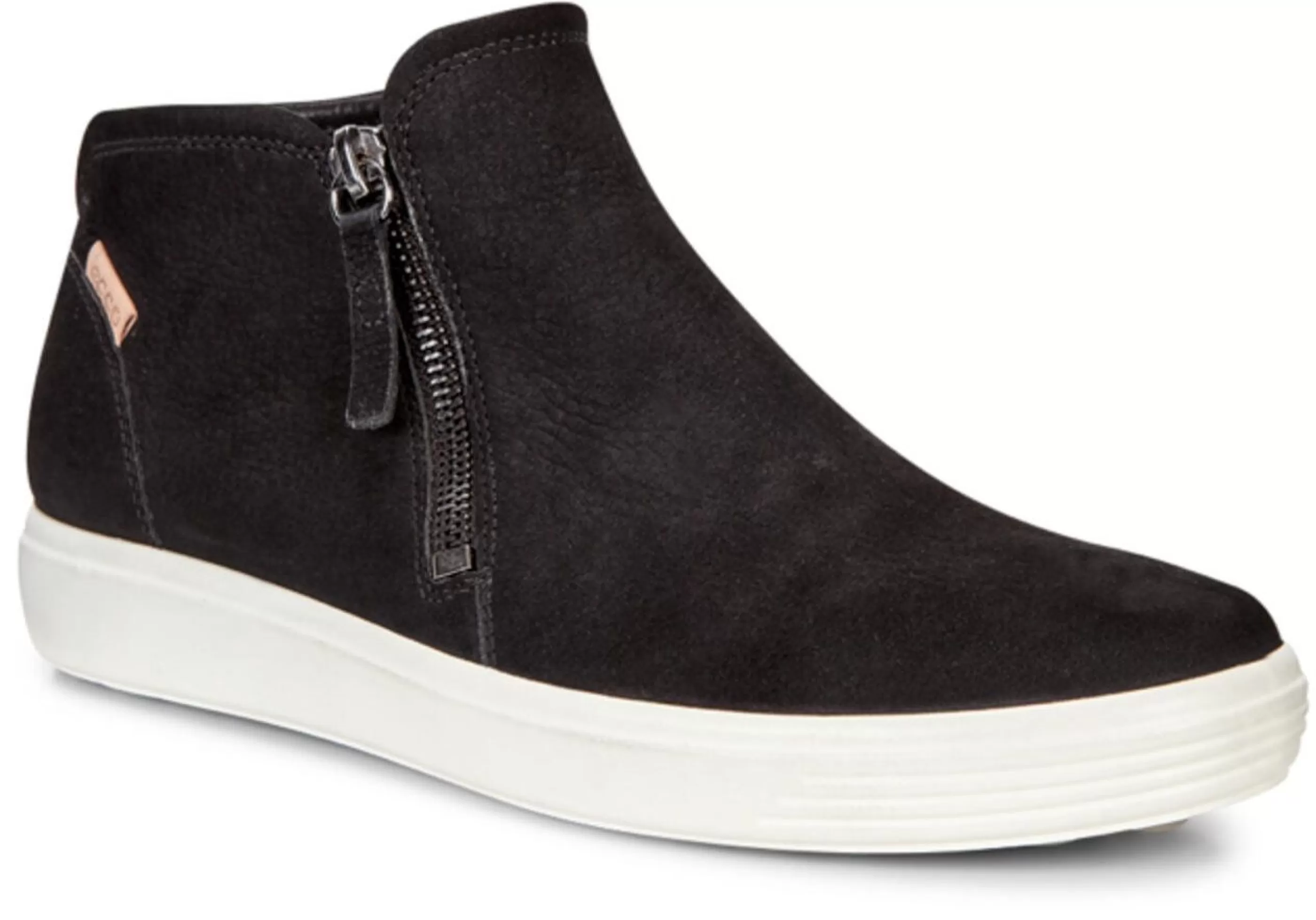 Best Sale Soft 7 Black Leather White Sole Zip Low Ankle Bootie Women Casual