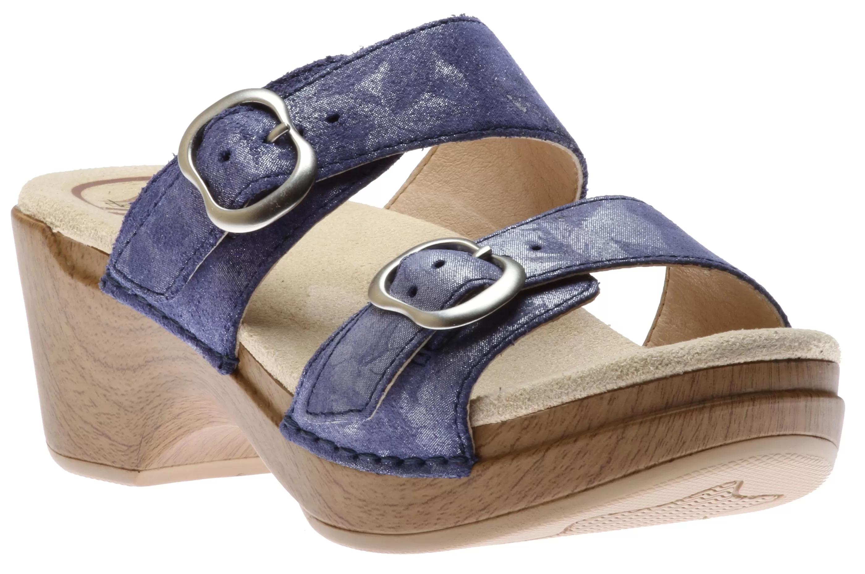 Flash Sale Sophie Blue Metallic Leather Slide Sandal Women Slide