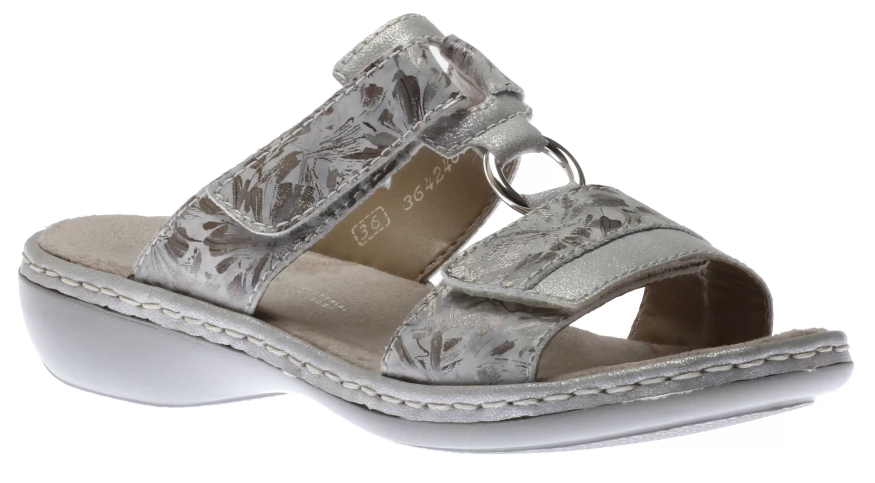 Clearance Space White Silver Floral Slide Sandal Women Slide