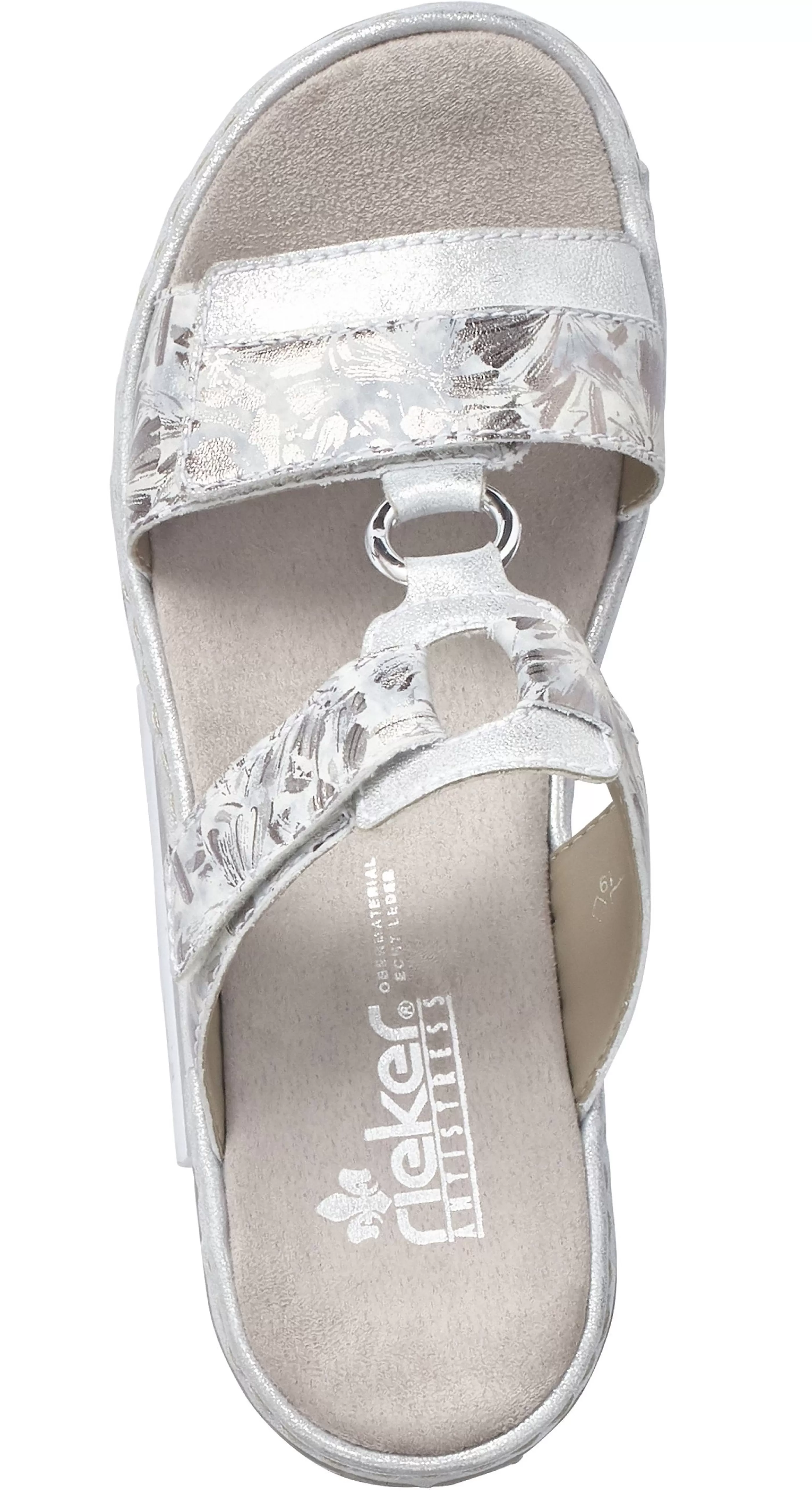 Clearance Space White Silver Floral Slide Sandal Women Slide