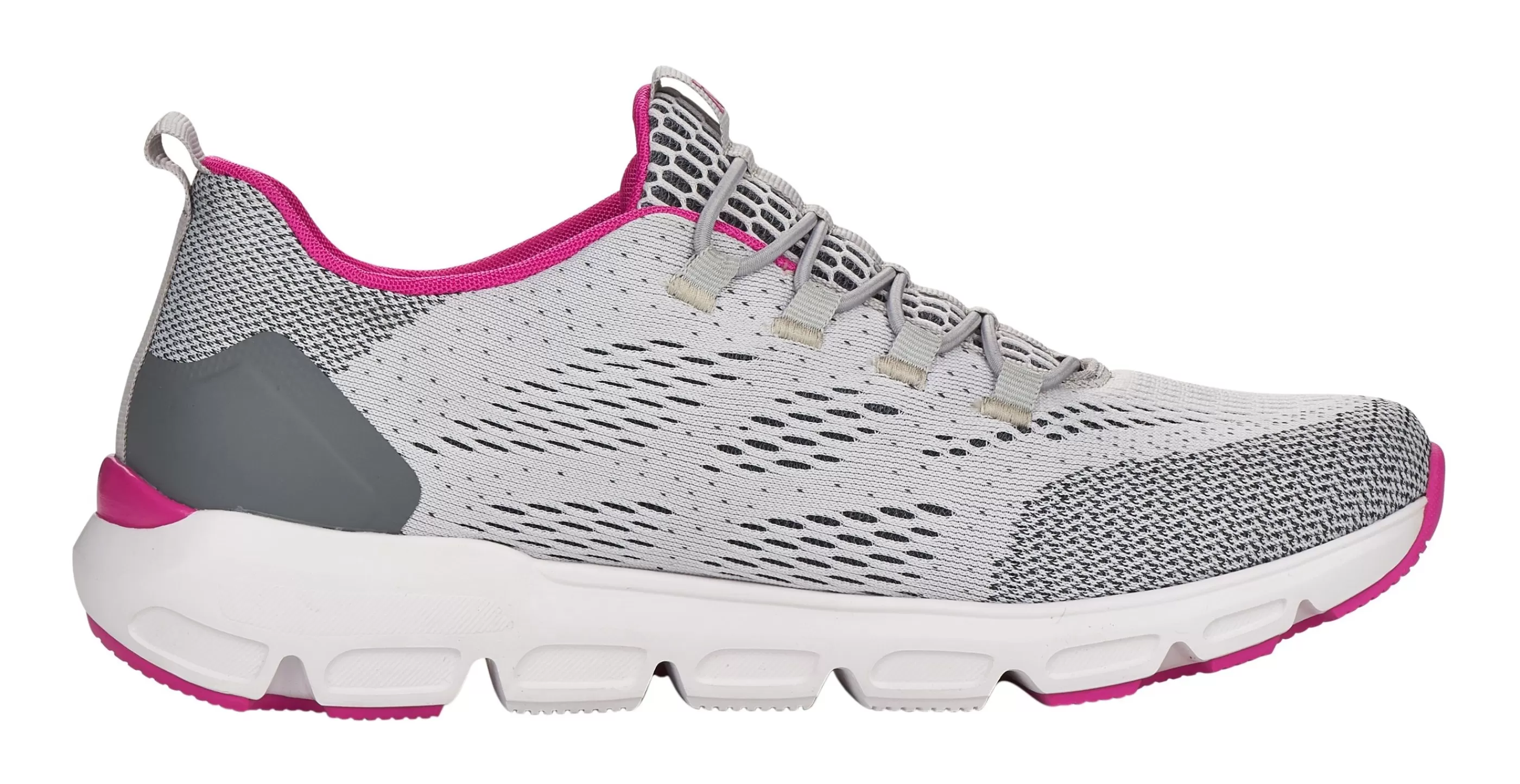 Sale Sportec12 Grey Pink Perforated Slip-On Bungee Sneaker Women Walking