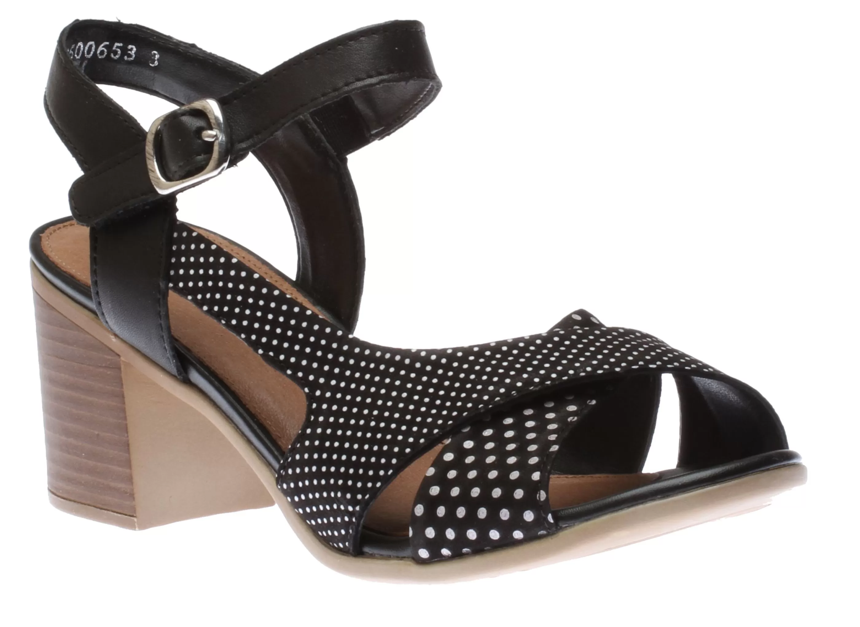 Online Talamon Black White Polka Dot Block Heel Sandal Women Sandal