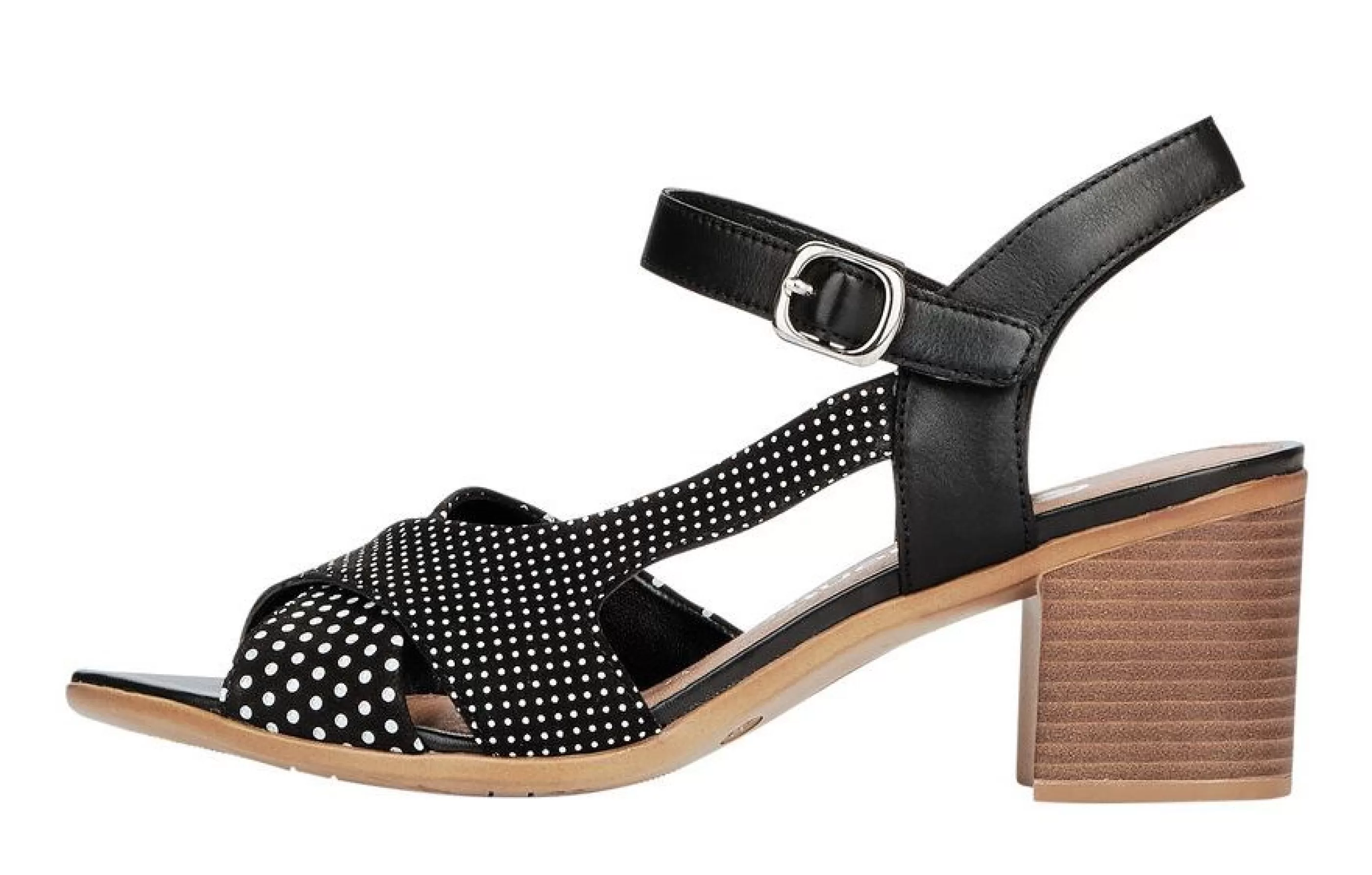 Online Talamon Black White Polka Dot Block Heel Sandal Women Sandal