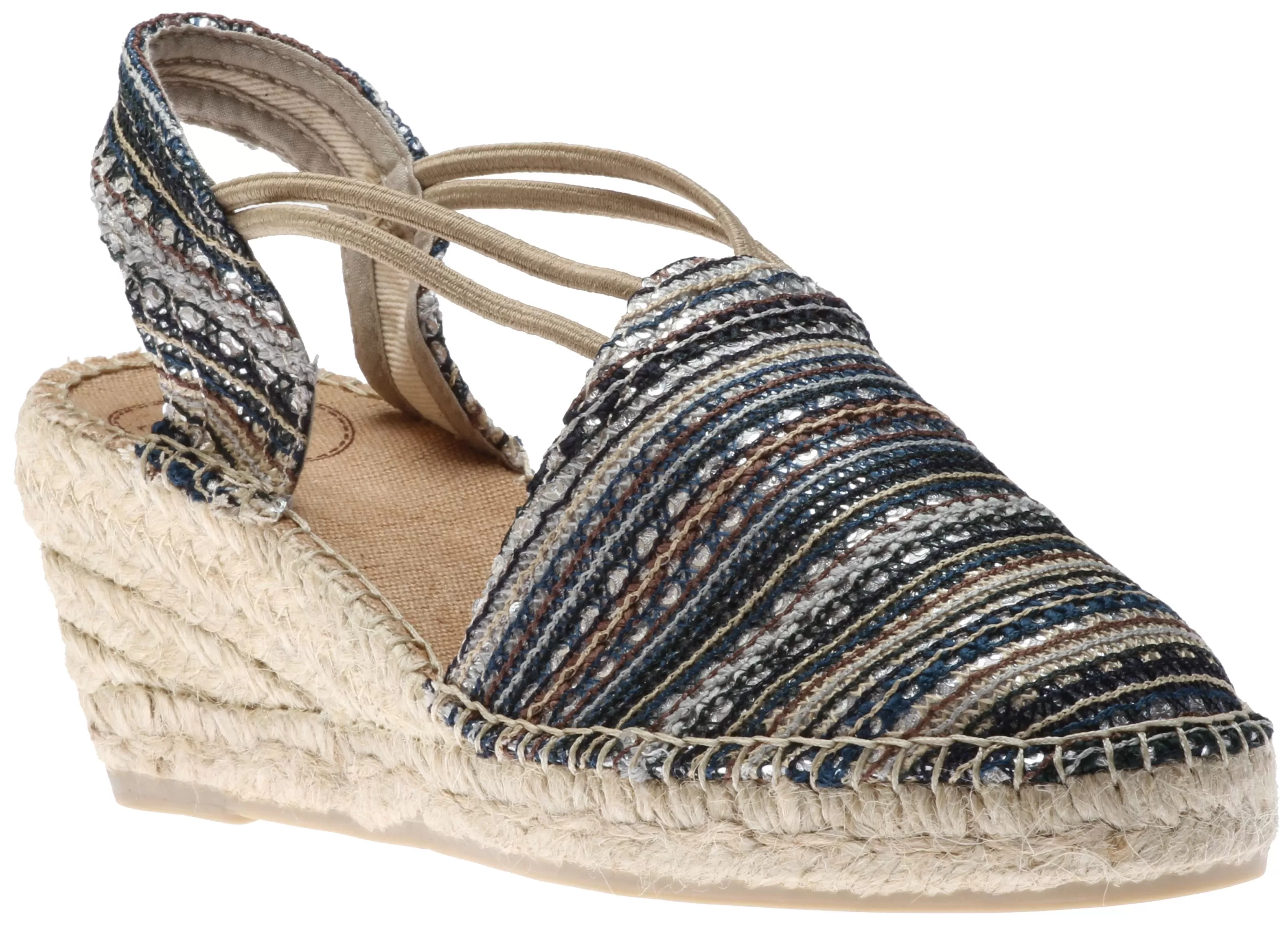 Cheap Tania Taupe Navy Espadrille Wedge Sandal Women Sandal