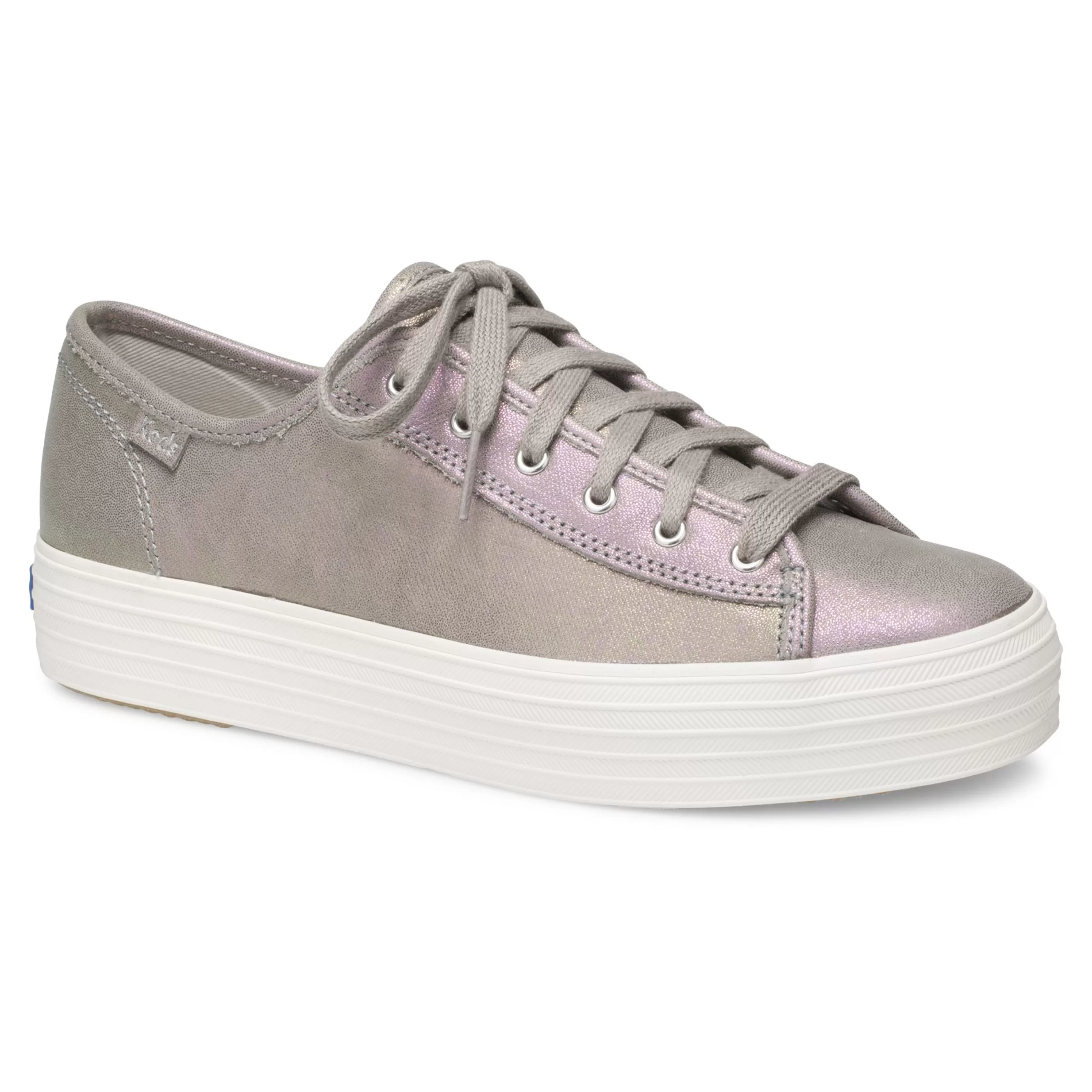 Shop Triple Kick Grey Iridescent Leather Lace-Up Platform Sneaker Women Casual