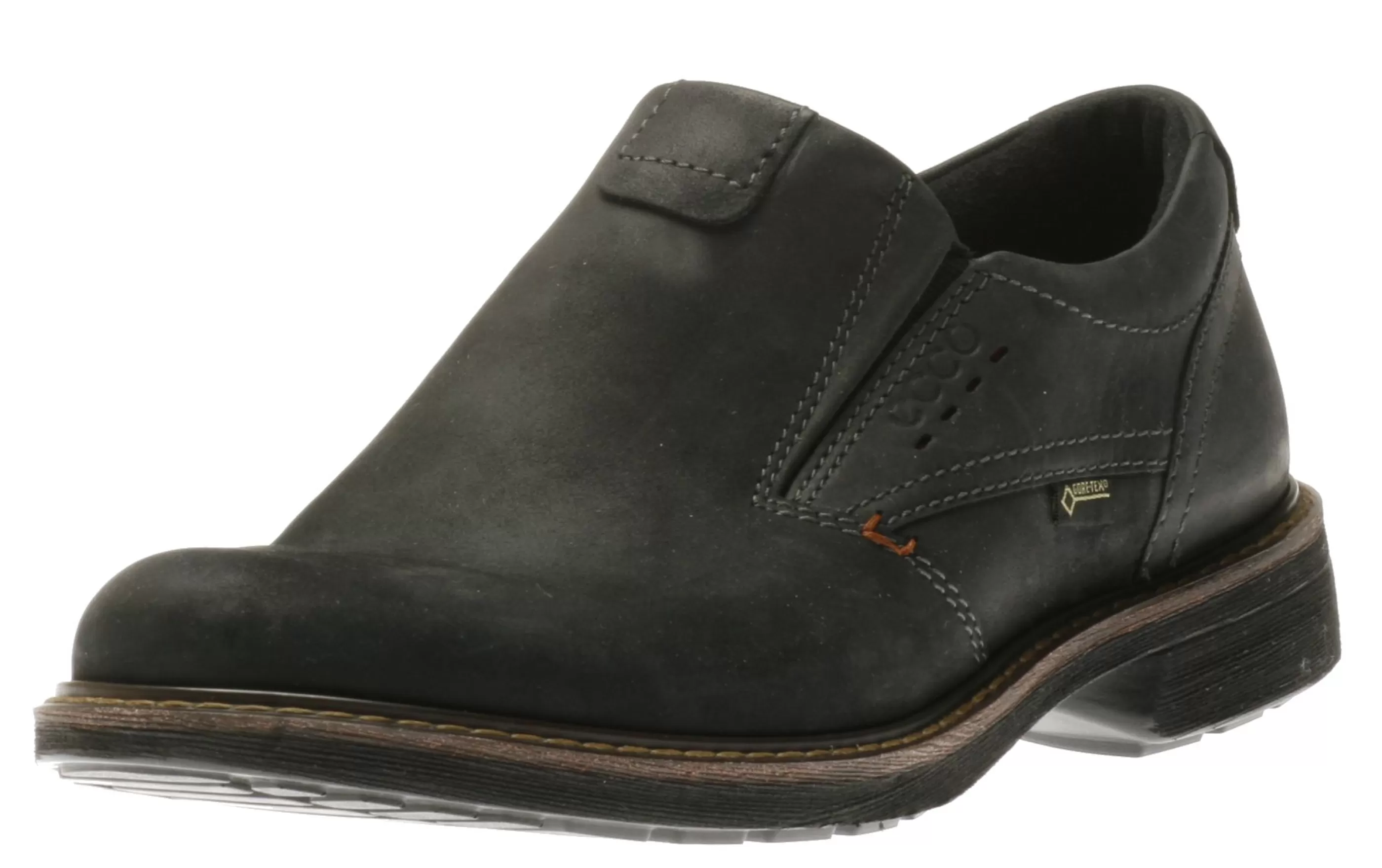 Cheap Turn Black Leather Gore-Tex Waterproof Slip-On Shoe Men Casual