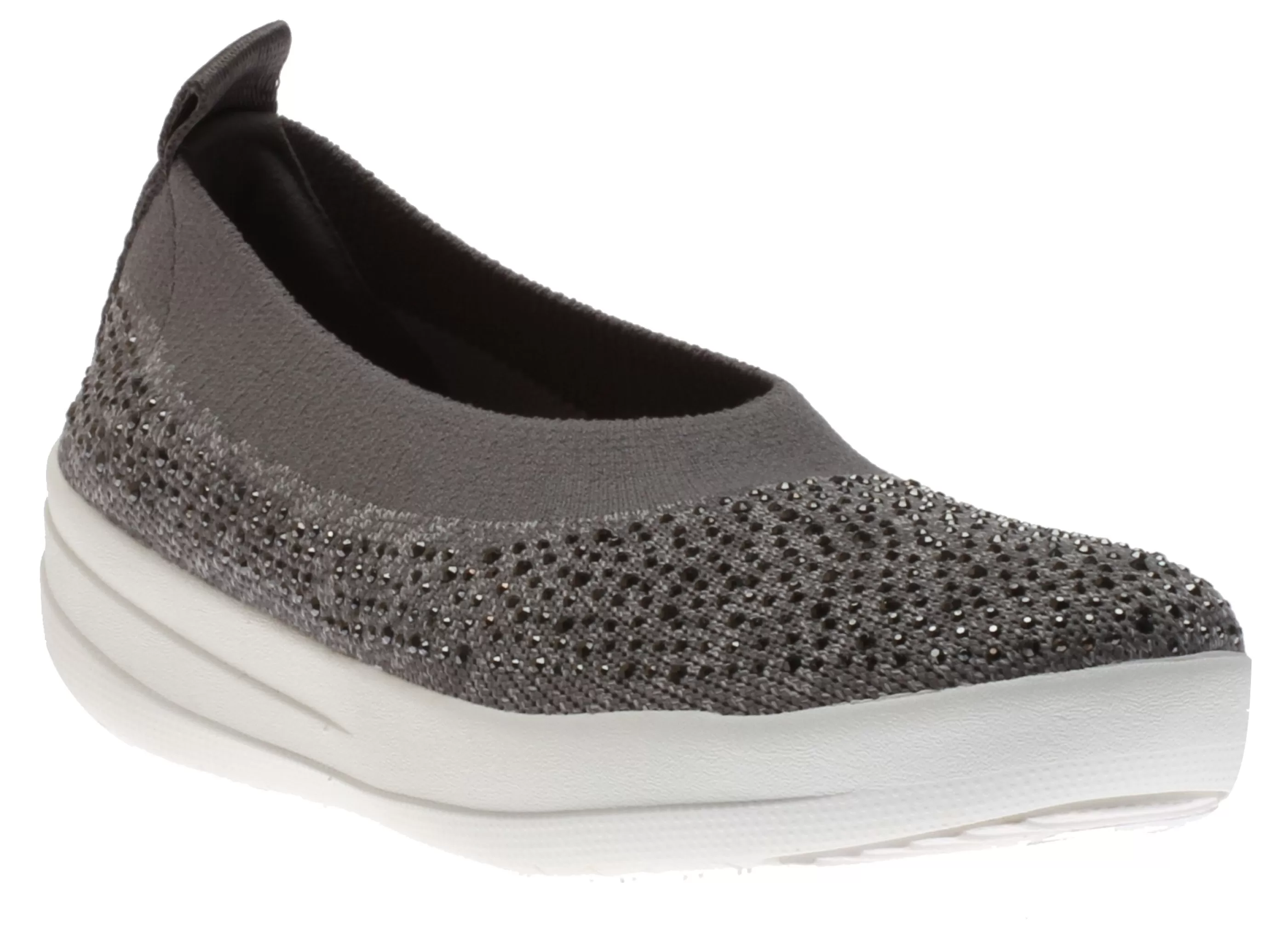 Best Uberknit Ballerina Crystal Charcoal / Dusty Grey Slip-On Flat Women Casual