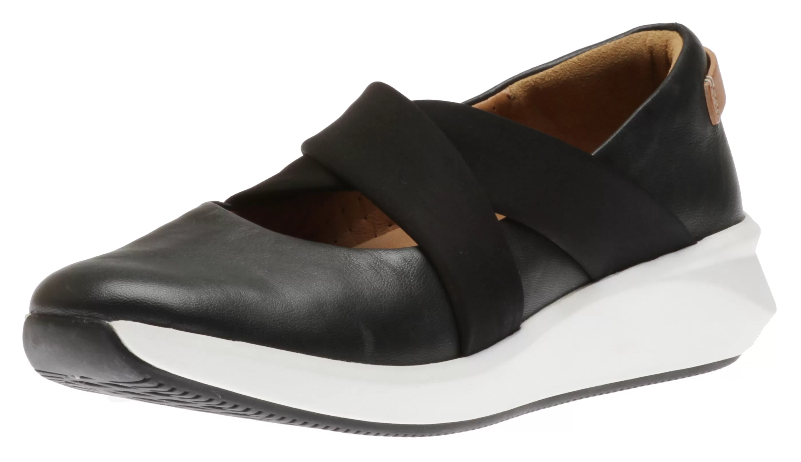 Cheap Un Rio Cross Black Leather Slip-On Sneaker Women Walking