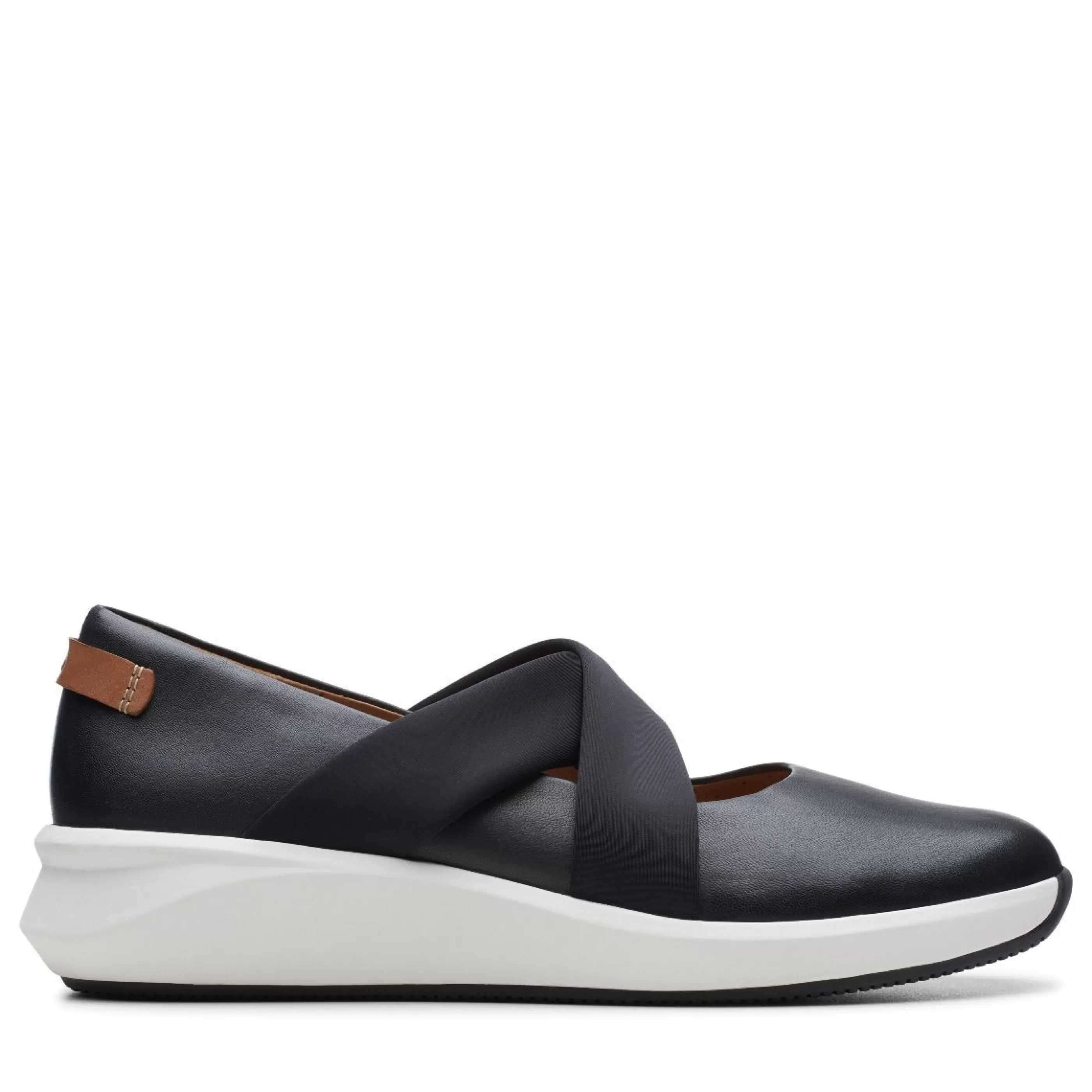 Cheap Un Rio Cross Black Leather Slip-On Sneaker Women Walking