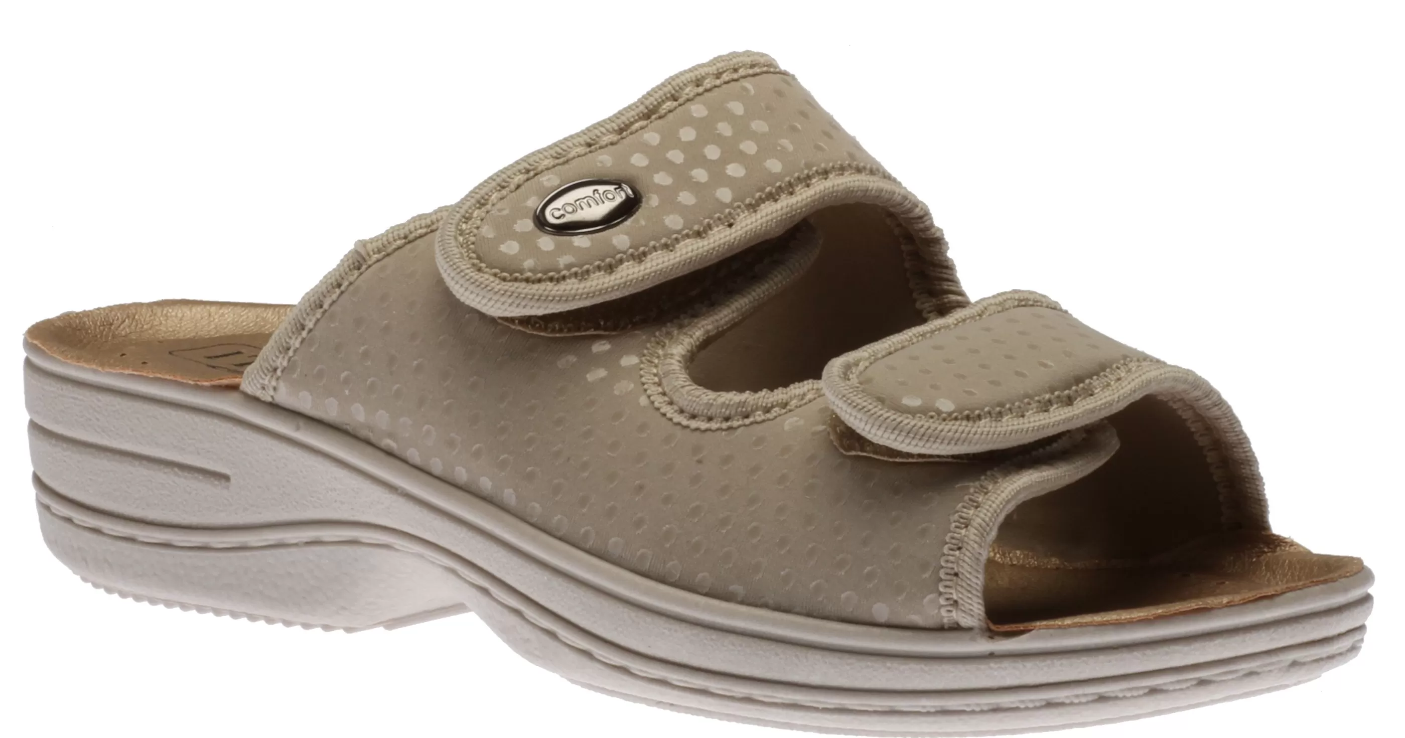 Fashion Velcro Biege Pd Women Slide