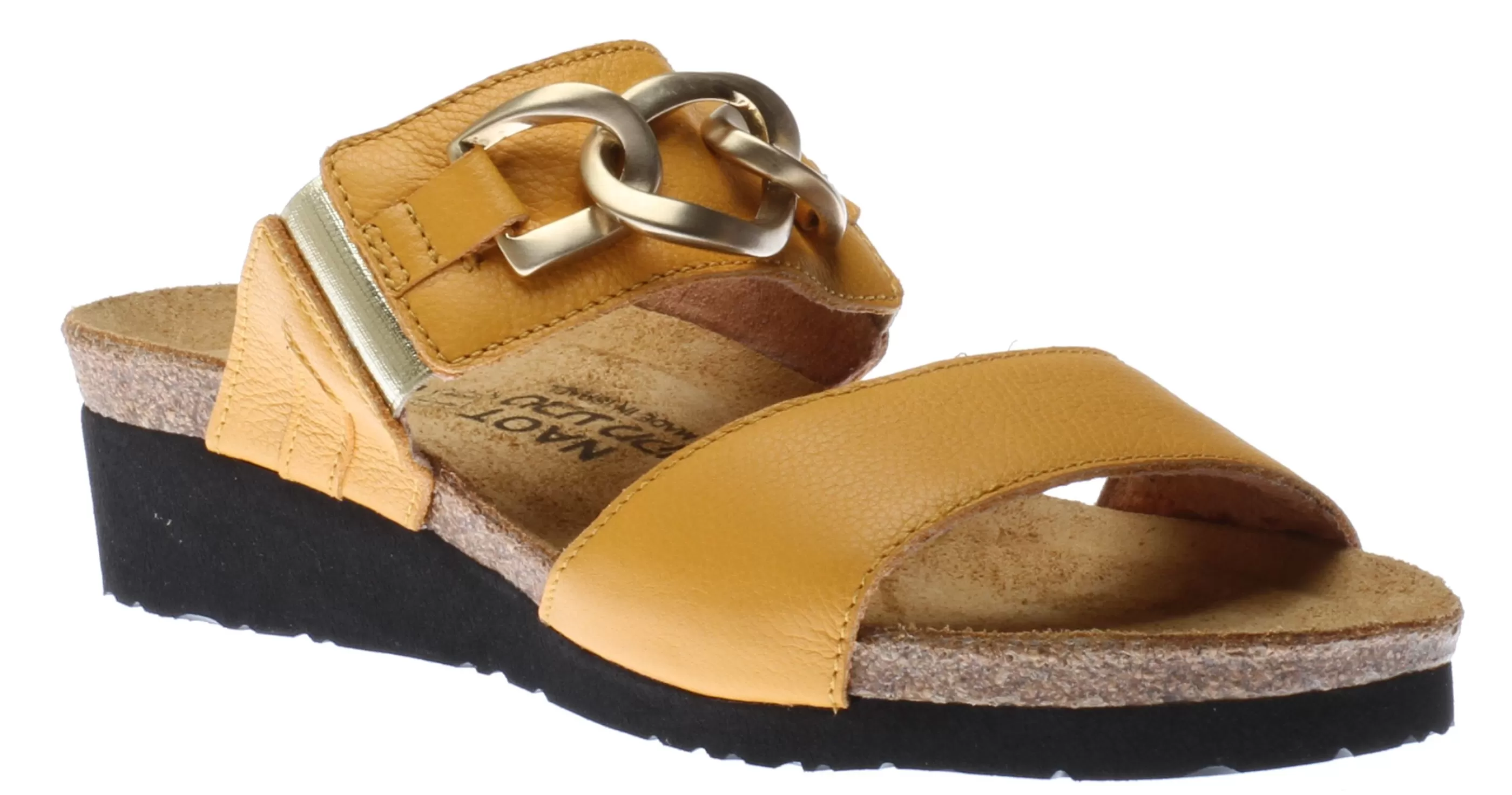 Store Victoria Marigold Yellow Leather Embellished Slide Sandal Women Slide