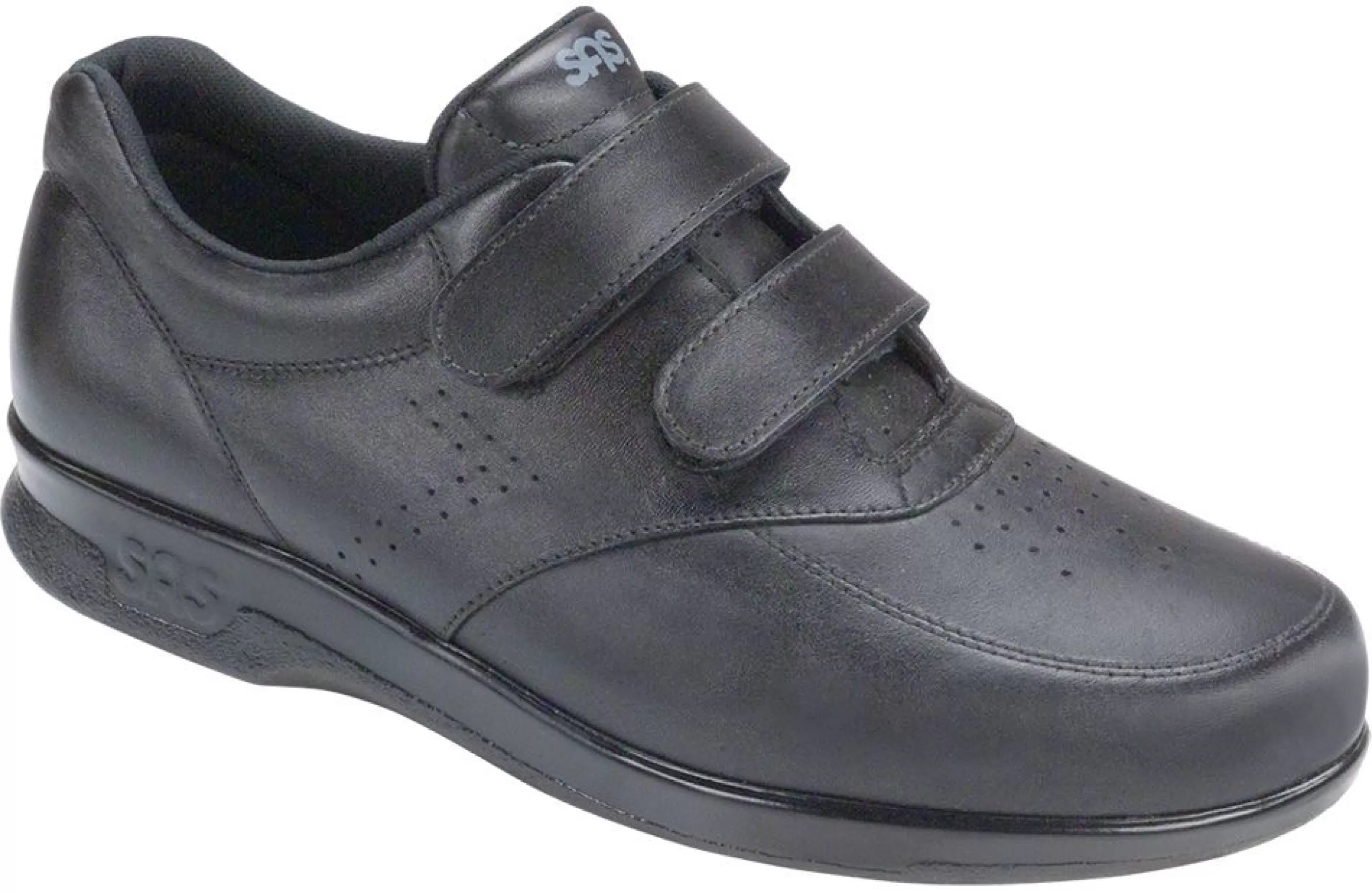 Discount Vto Black Leather Velcro Walking Shoe Men Walking