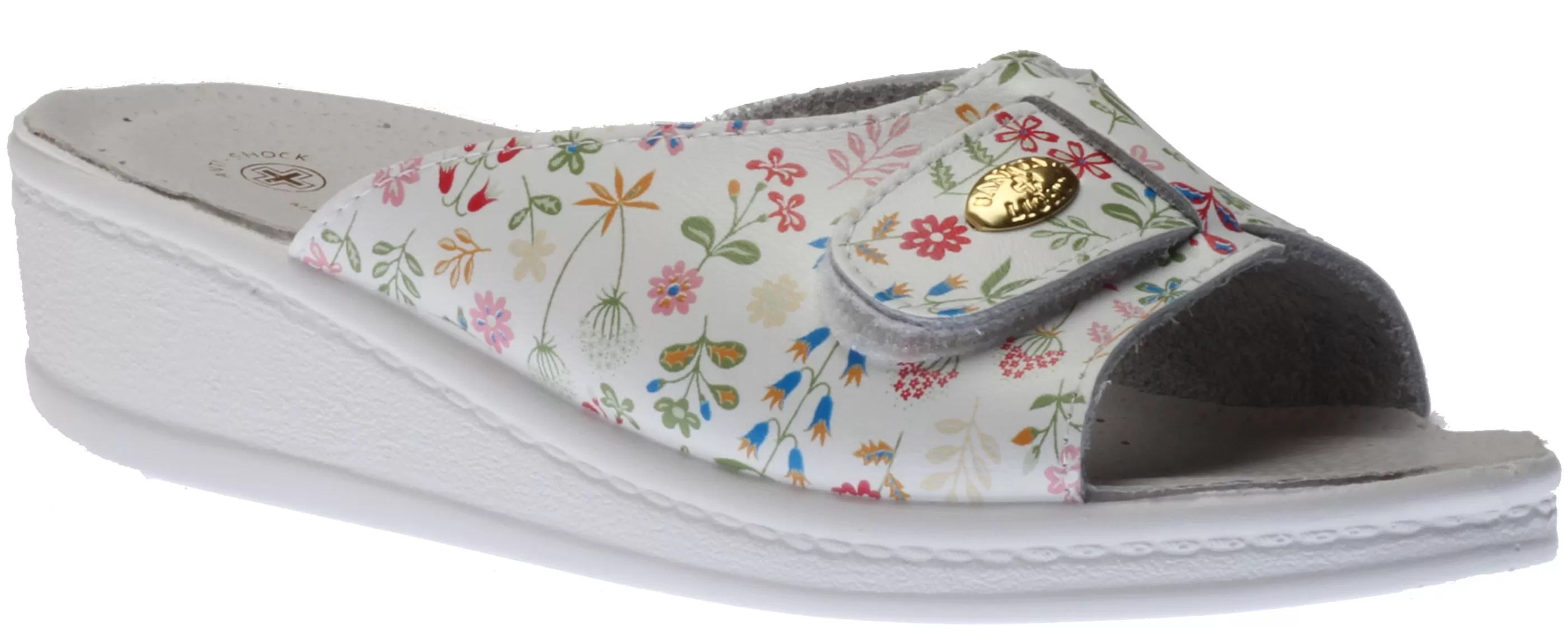 New White Floral Slide Wedge Sandal Women Slipper