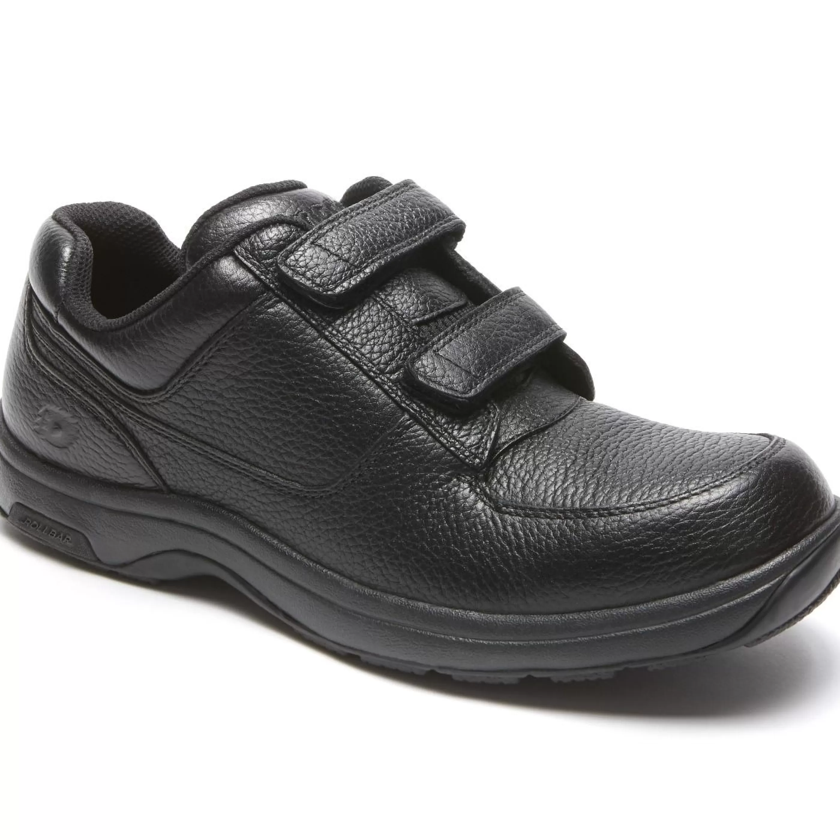 Outlet Winslow Black Leather Two-Strap Hook & Loop Oxford Shoe Men Walking