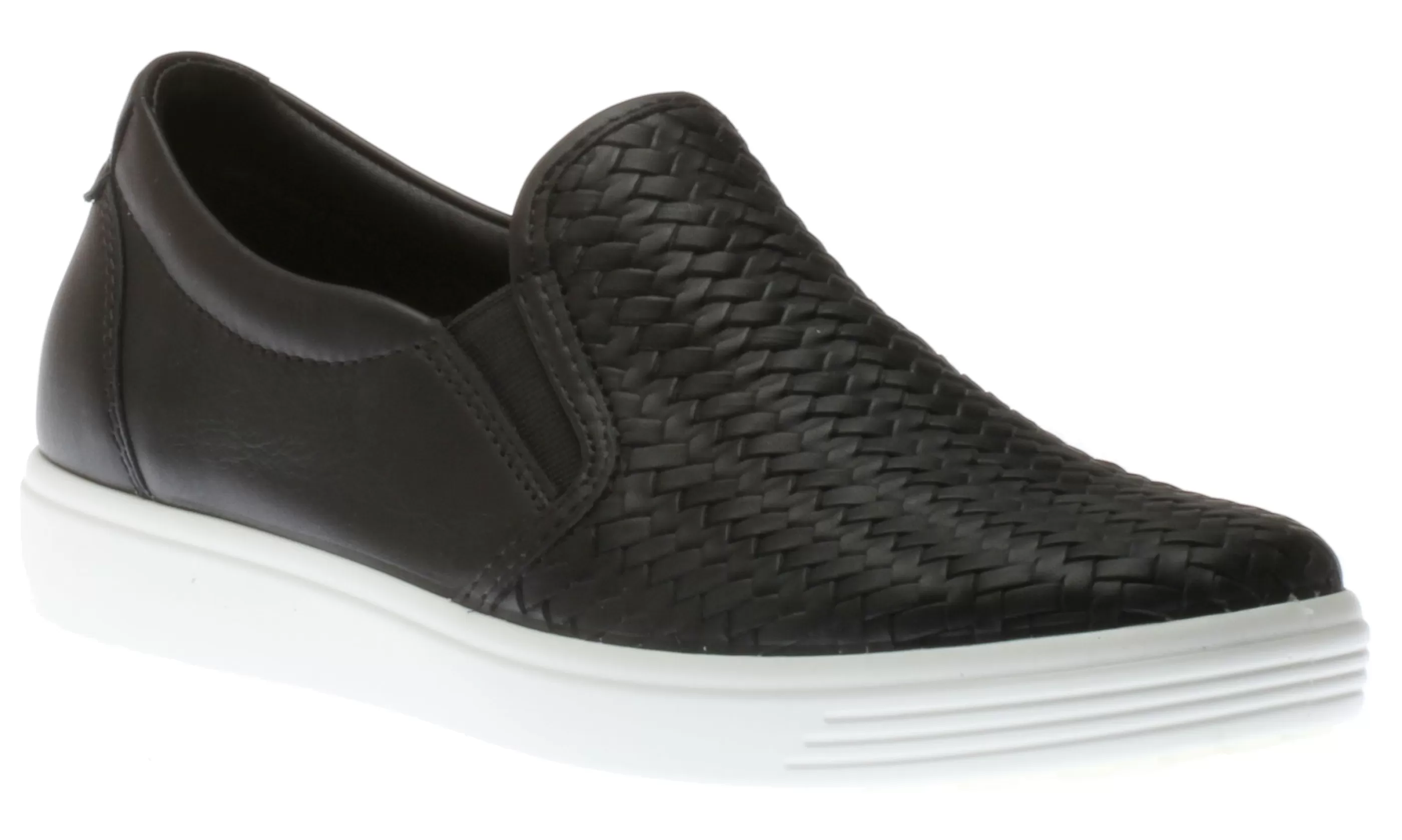 Outlet Women's Soft 7 Woven Black Leather Slip-On Sneaker Women Casual