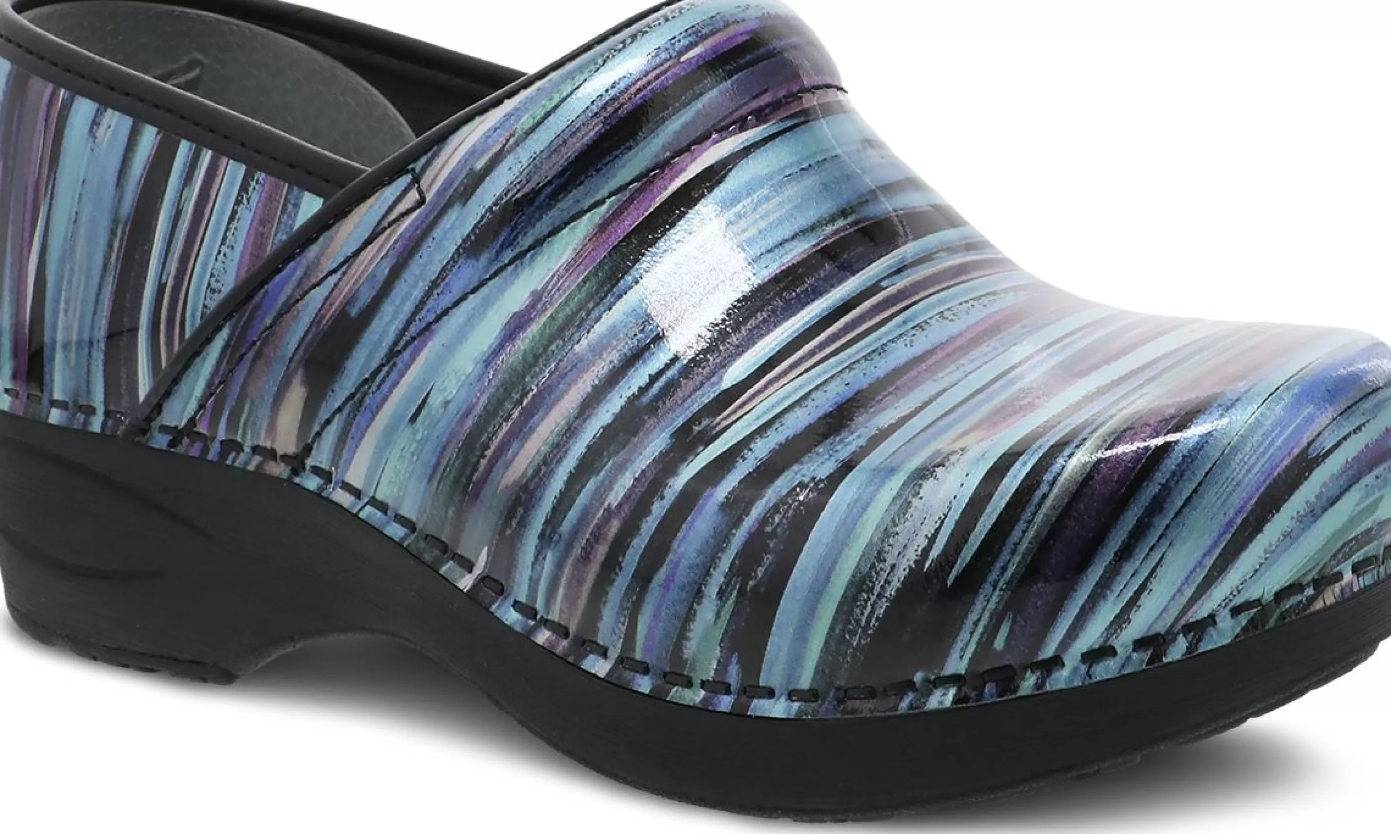 New Xp 2.0 Teal Striped Patent Leather Clog Women Clog