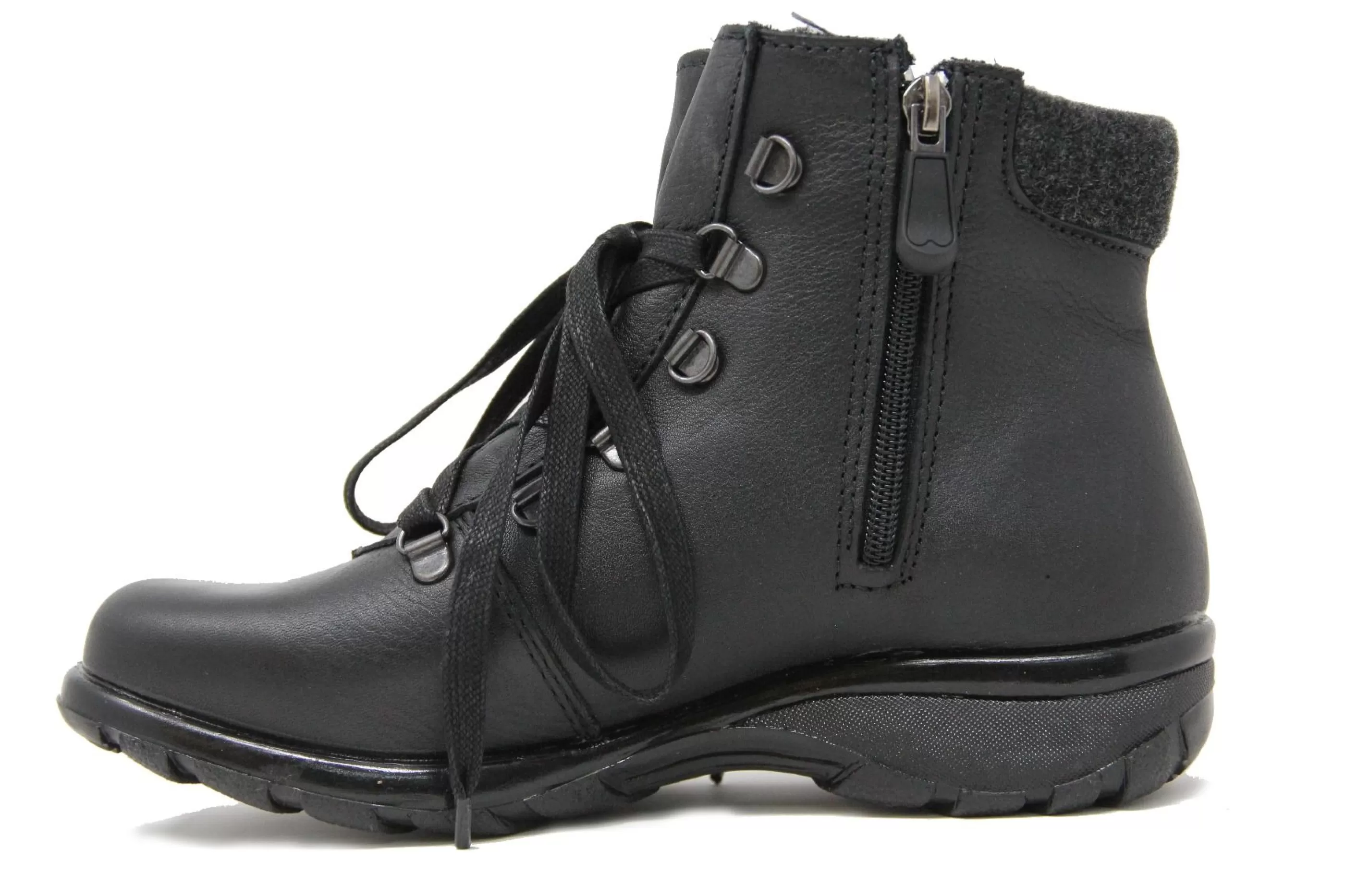 New Yukon Black Leather Lace-Up Winter Ankle Boot Women Boot