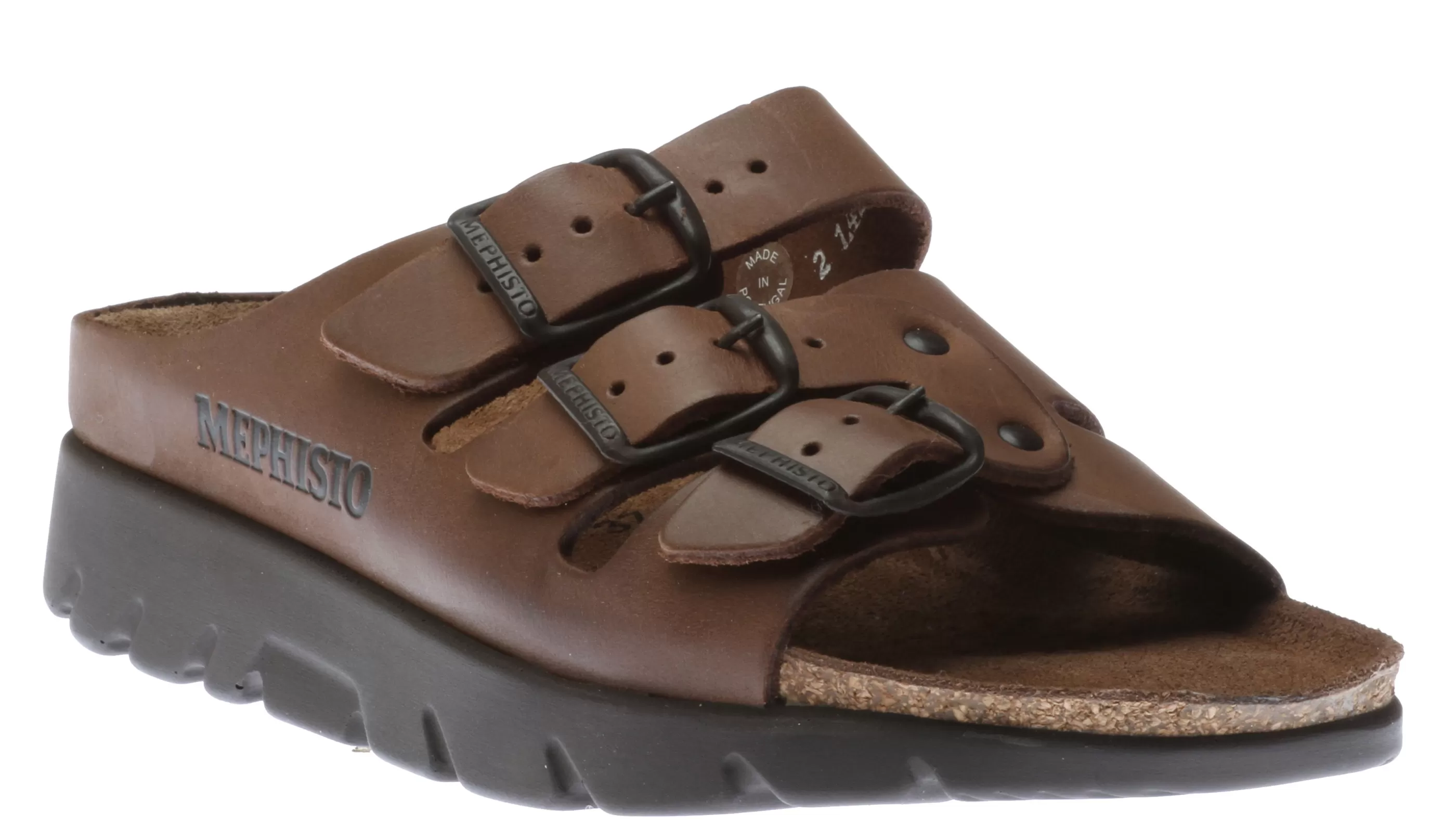 Cheap Zach Unisex Brown Scratch Leather Slide Sandal Men Slide