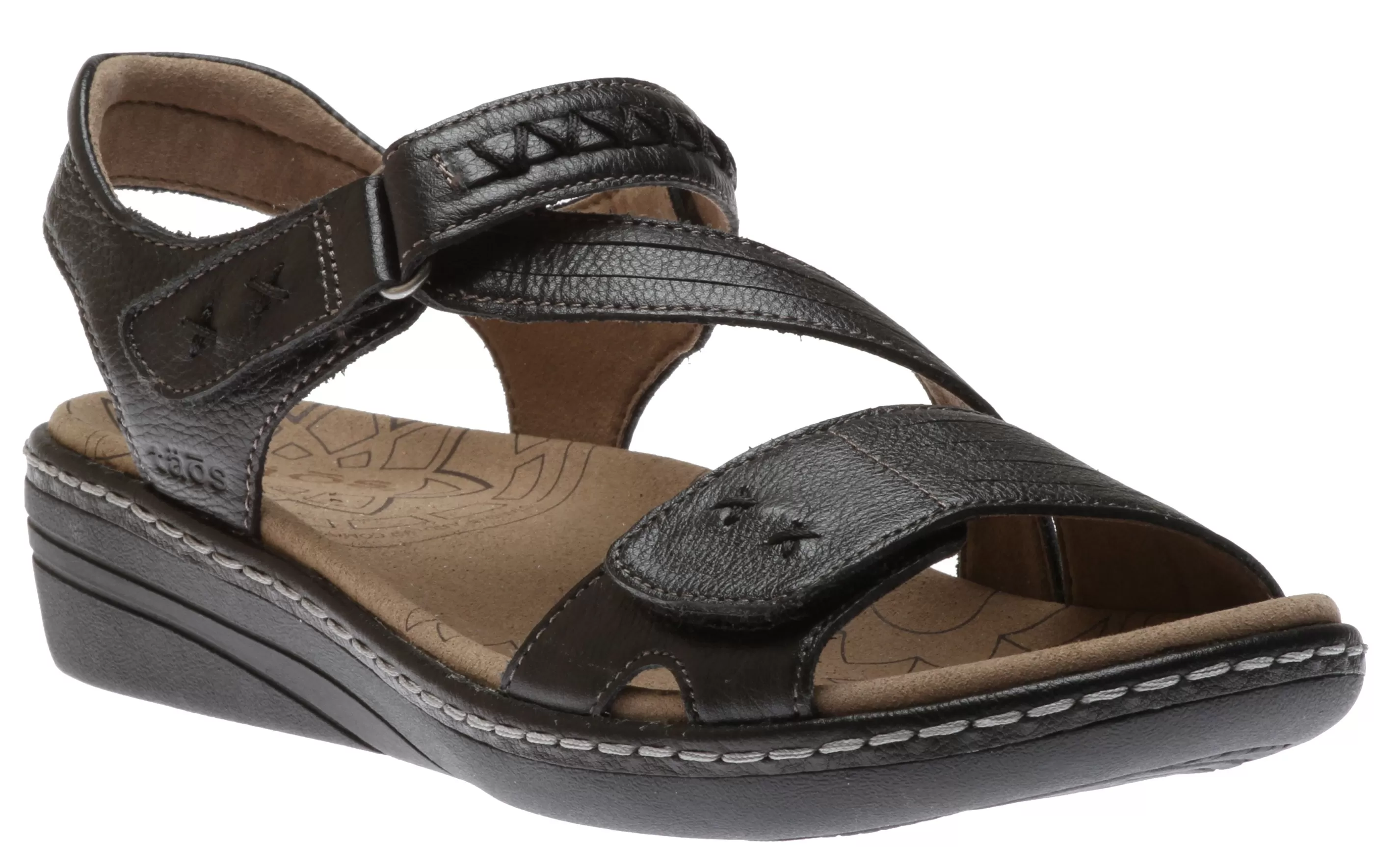 Hot Zenith Black Leather Adjustable Z-Strap Walking Sandal Women Sandal